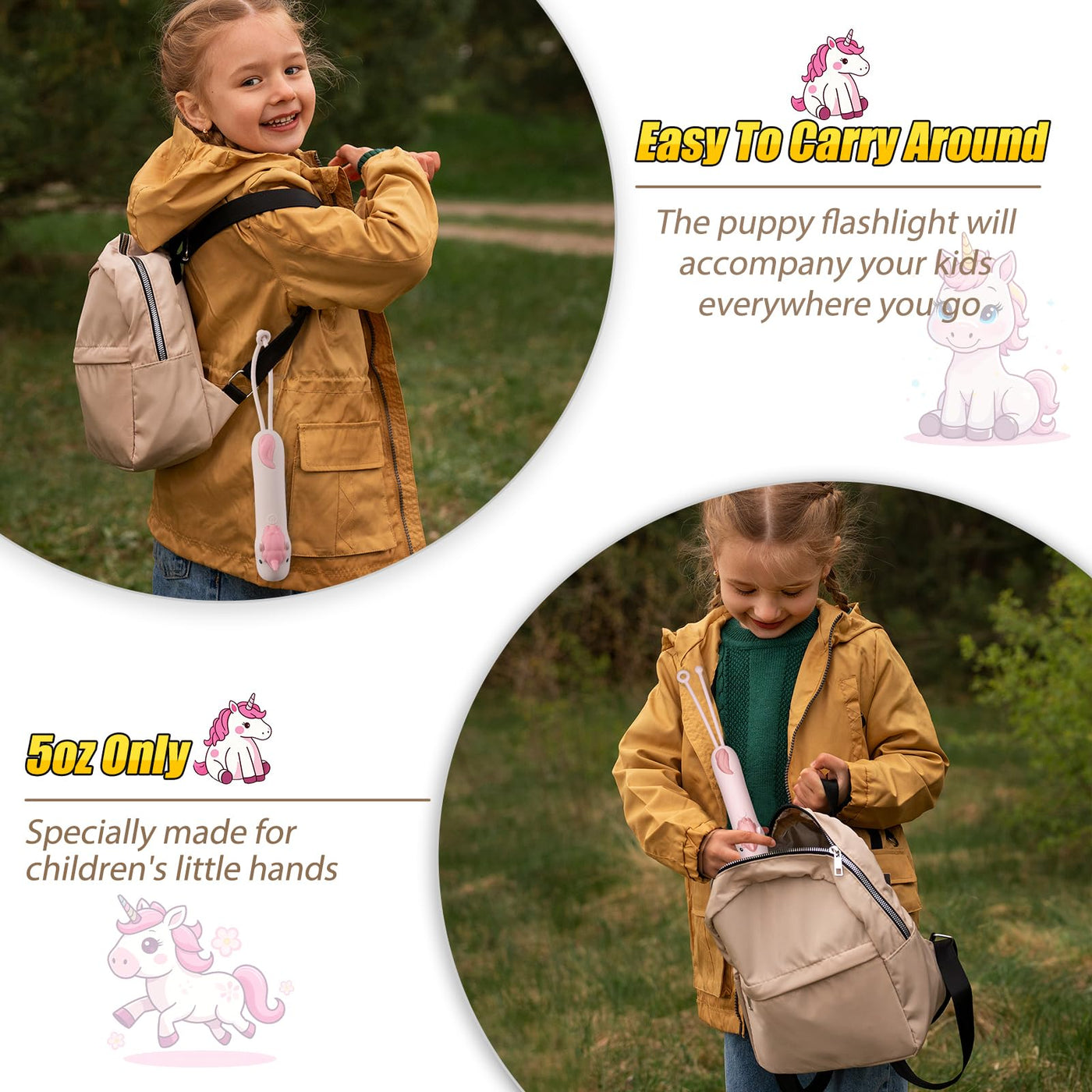 child rechargeable flashlight Tepreswes Kids Rechargeable LED Flashlight, Unicorn Design, Pink, Model  C66, Perfect for Camping & Outdoor Adventures, Gift for Ages 4-6