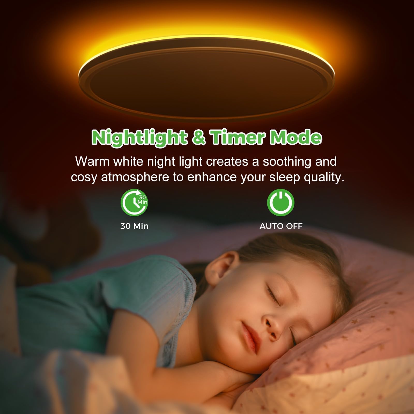 zemty LED Ceiling Light 19 Inch, Dimmable 36W 3600lm, Adjustable 3000K-6500K, Remote Control, White, Low Profile