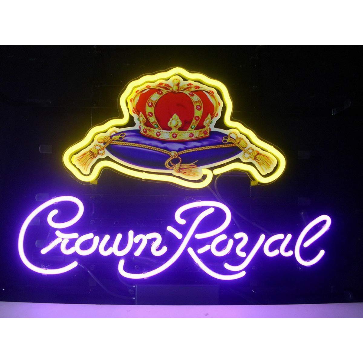 Duoweoy Neon Light Art Sign - malt-inspired Bar Club Decor - 41x31 cm - Yellow and Purple - Model CROWN-17