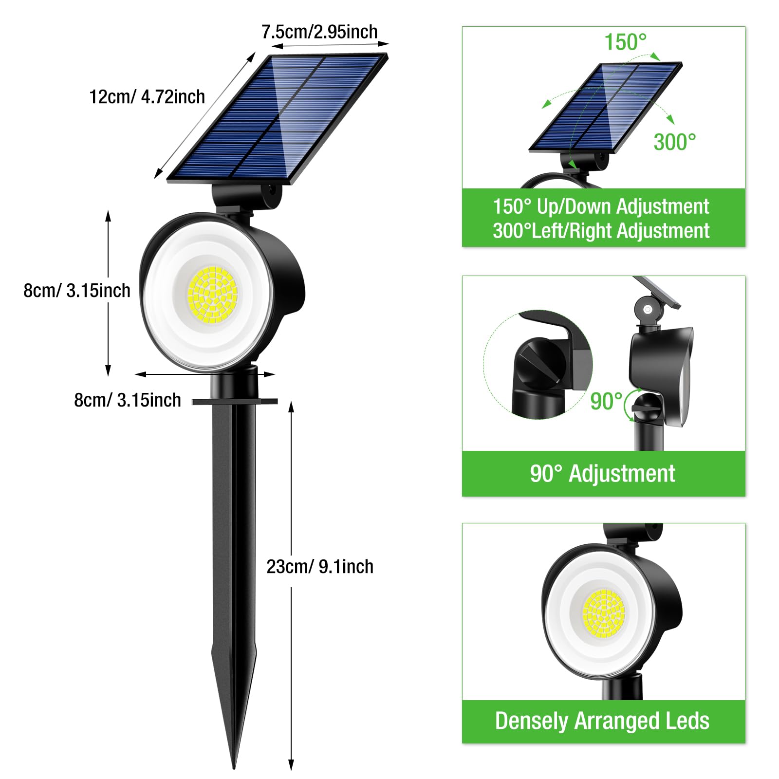 Nipify Solar Lights Outdoor Waterproof  Spot Lights- 4 Pack/53 Led/3 Modes Solar Powered Spotlights 2-In-1 Auto On/Off Landscape Lighting For Outside Yard Wall Garden  Cool White