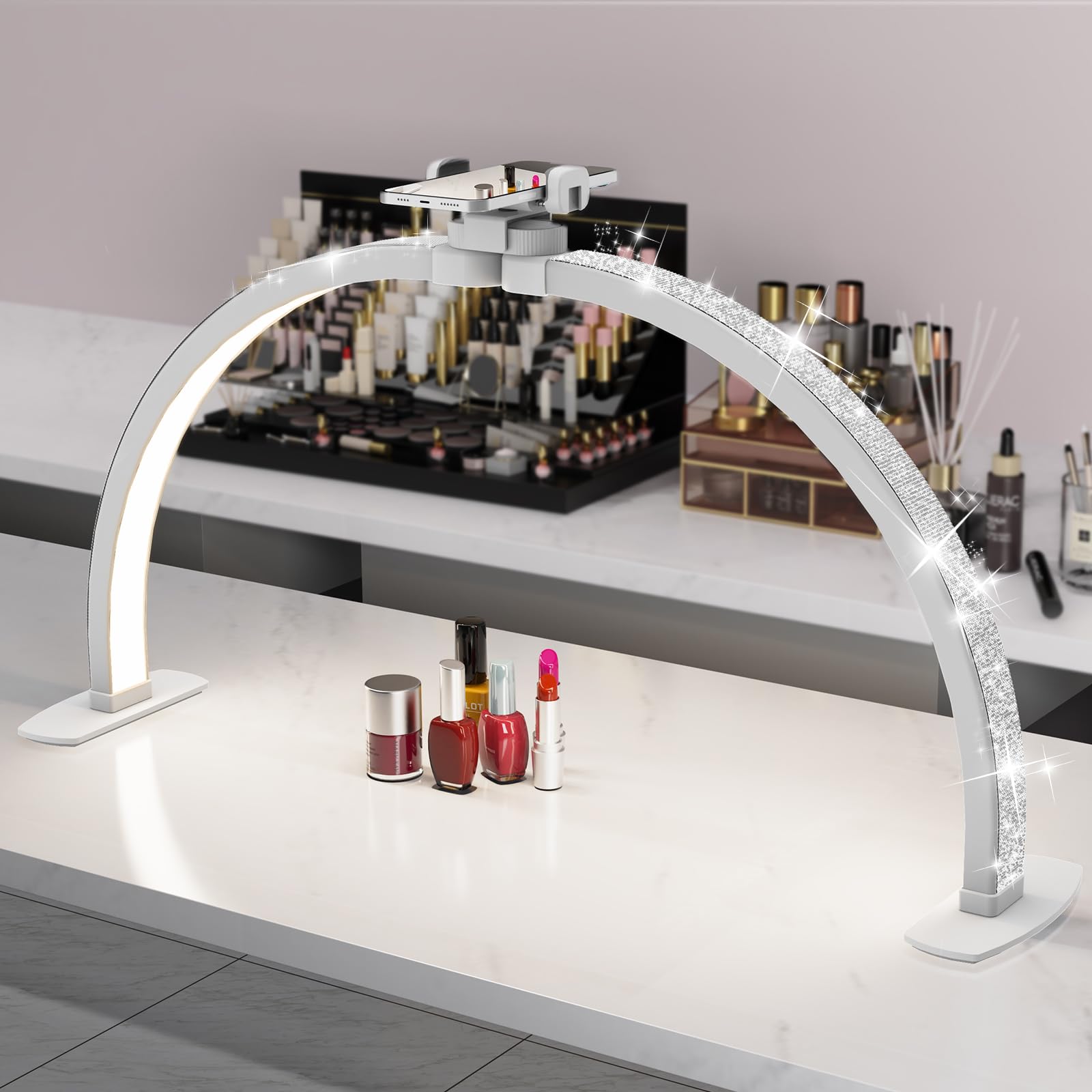 iVict 29in Nail Desk Light, 40W LED with Phone Stand, 10 Brightness Levels, 3 Color Temperatures, Rainbow F-700A