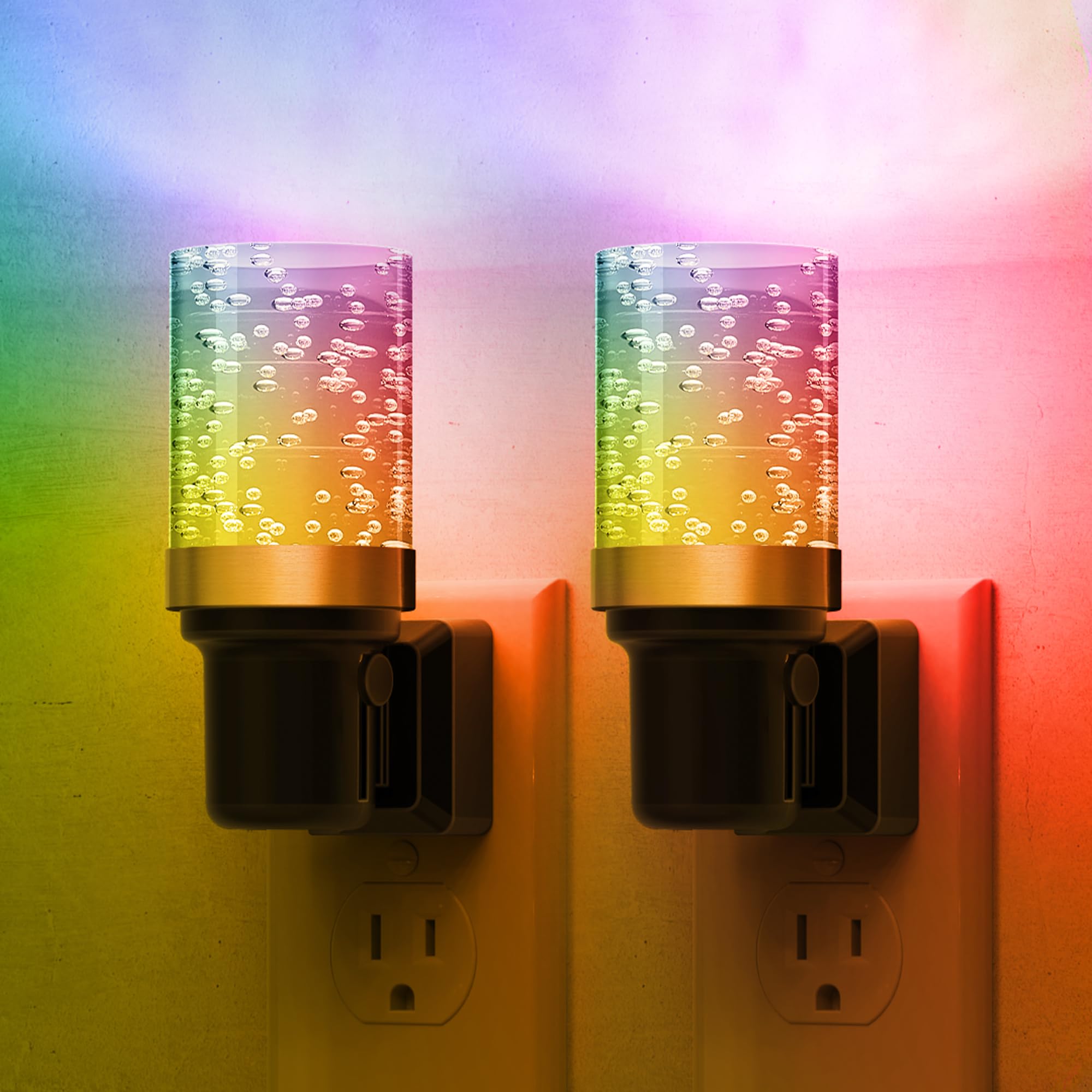 L LOHAS LED Night Light  2 Pack Dimmable Night Lights Plug into Wall  Color Changing Nightlight RGB with Auto Light Sensor for Halloween  Christmas  Holiday  Hallway Bedroom Kids Room