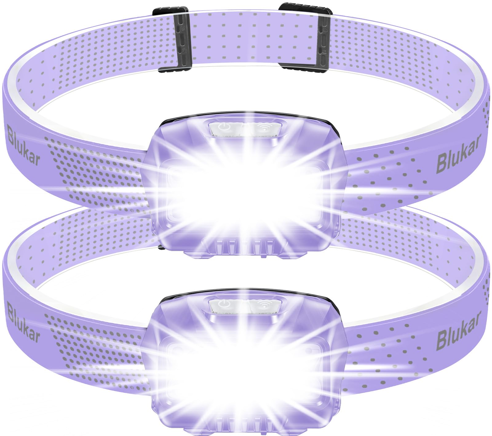 Blukar Led Headlamp,2000L Super Bright Rechargeable Headlight Flashlight With White&Red Light 2 Pack - Motion Sensor,Dimmable Br