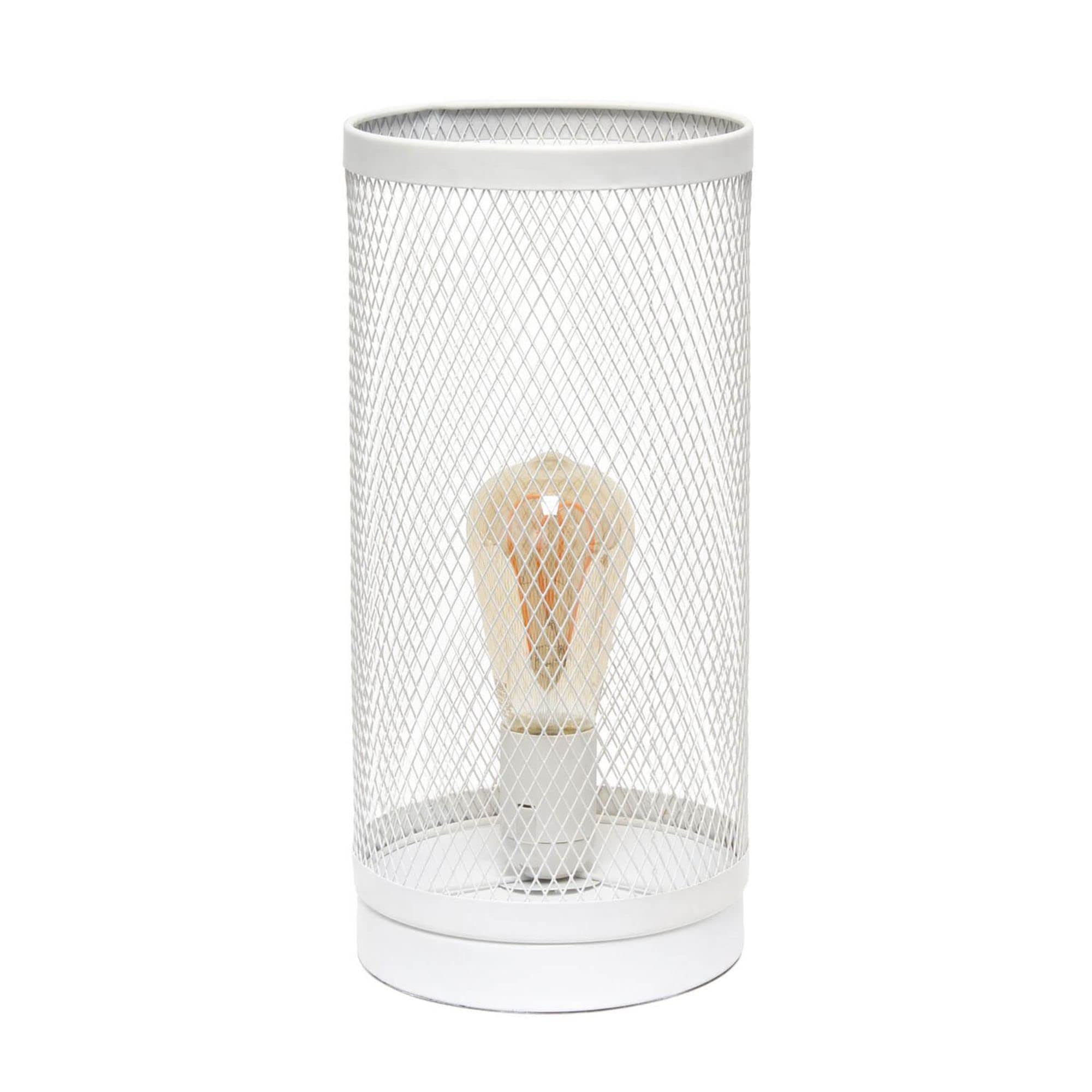Simple Designs Lt1075-Wht Cylindrical Steel Table Lamp, White