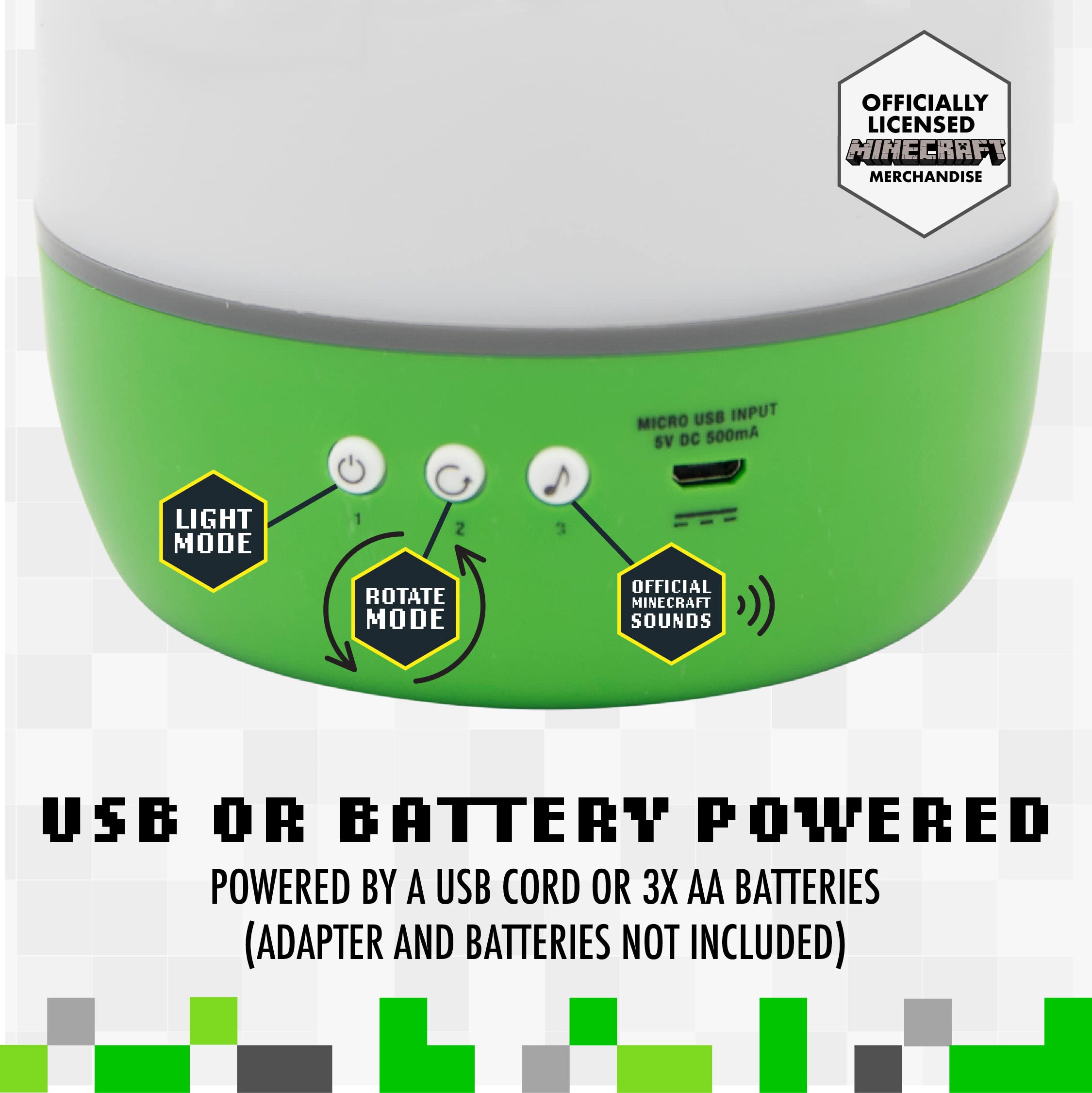 Paladone Minecraft Officially Licensed Creeper & Steve Projector Night Light, Gamer Projection Lamp Accessory, Minecraft Sounds,