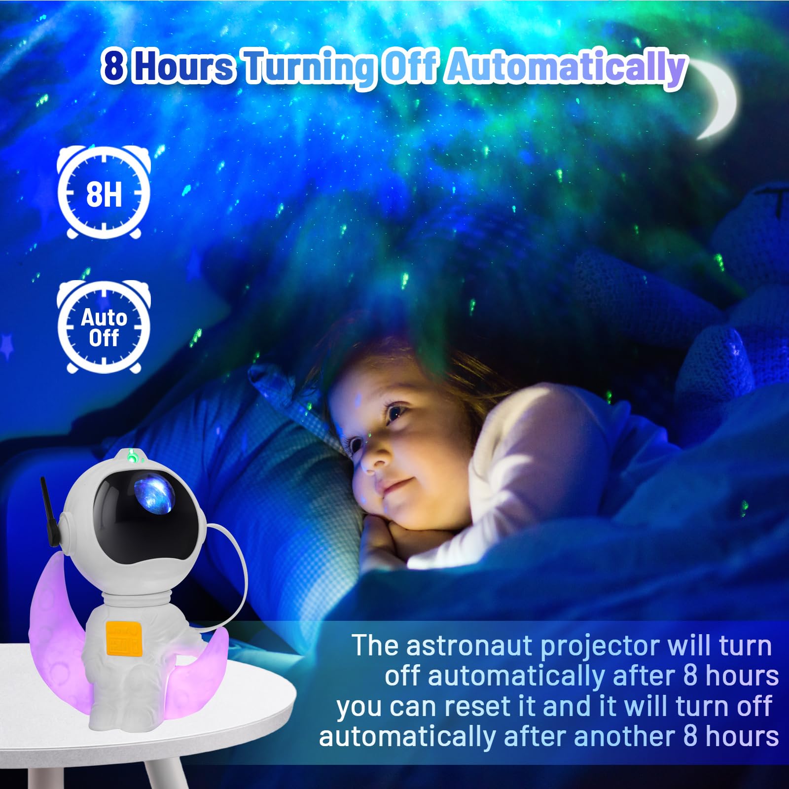 Kimhy Astronaut Galaxy Projector, 2 In 1 Galaxy Projector For Bedroom Decor With Moon Lamp, Star Projector Galaxy Light With 8 C