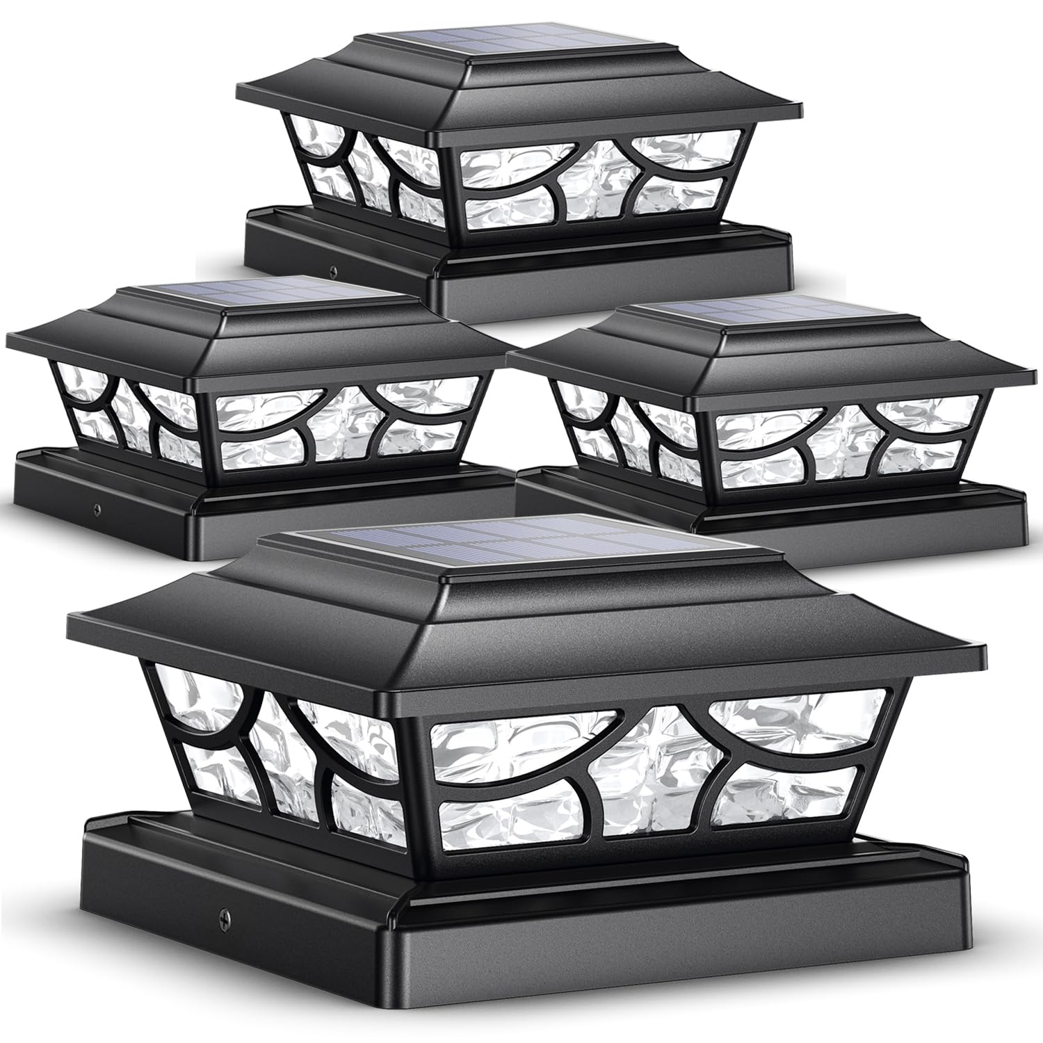 SIEDiNLAR Solar Post Cap Lights Outdoor 4 Modes Deck Fence Post Light for 4x4 5x5 6x6 Wooden Vinyl Posts Patio Garden Decor, War