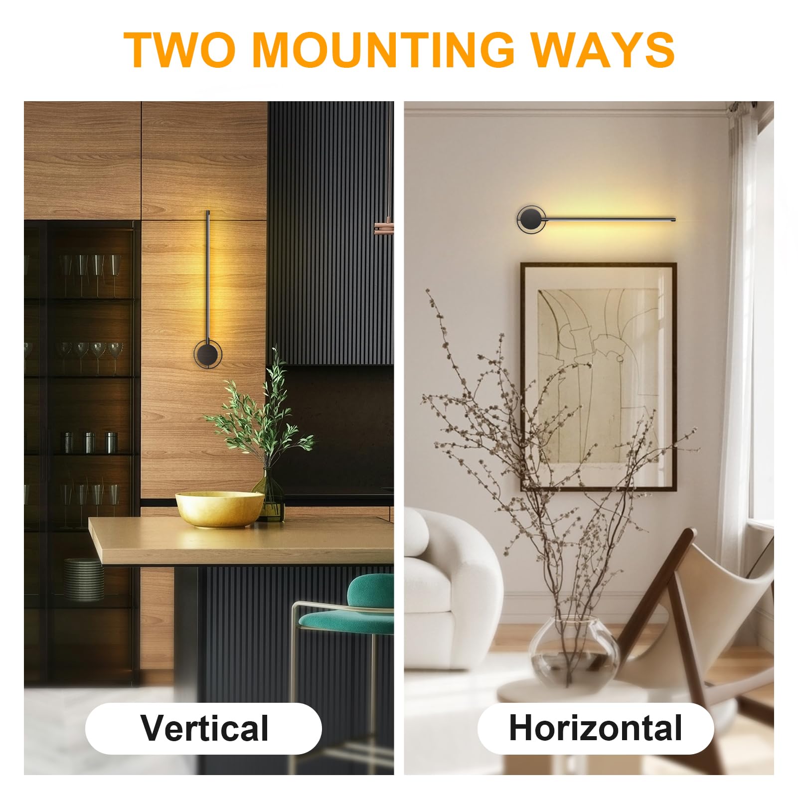 Swatia Wireless Wall Sconces Set Of Two, 23.6'' Rechargeable Art Display Light, 3 Color Temperature Dimmable With 350? Rotation