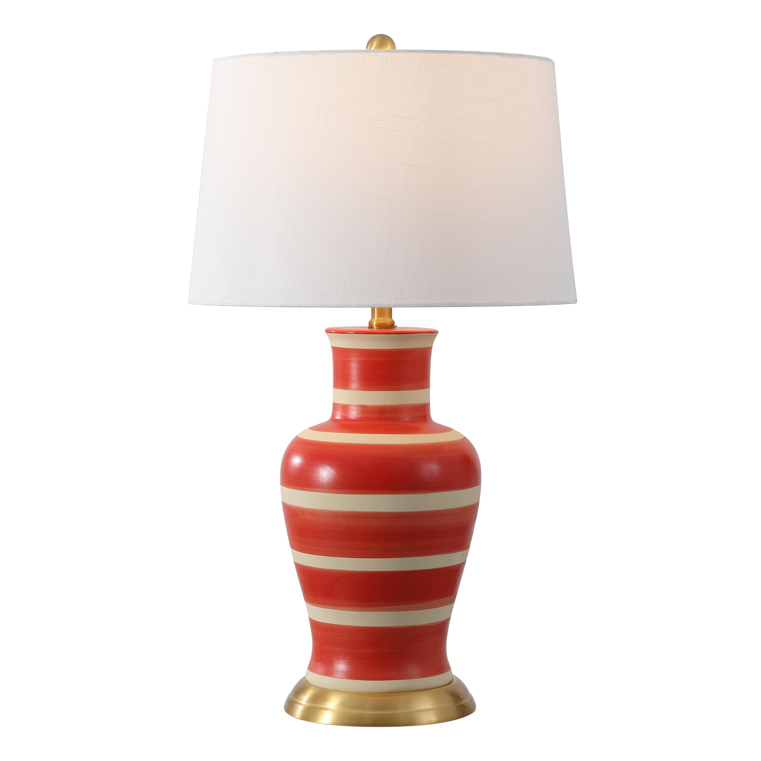 JONATHAN Y JYL4026K Julian 29'' Traditional Classic Ceramic Urn LED Table Lamp, Red/Beige for Bedroom, Living Room, Kitchen, Hom