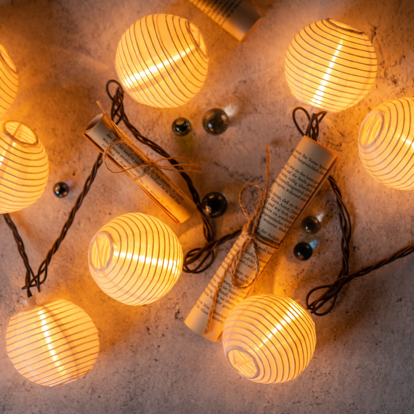 Sweet Shine White Lantern String Lights, 10 Waterproof Nylon Lanterns With 8.7' Ul Listed Plug-In Connectable String Lights (Whi