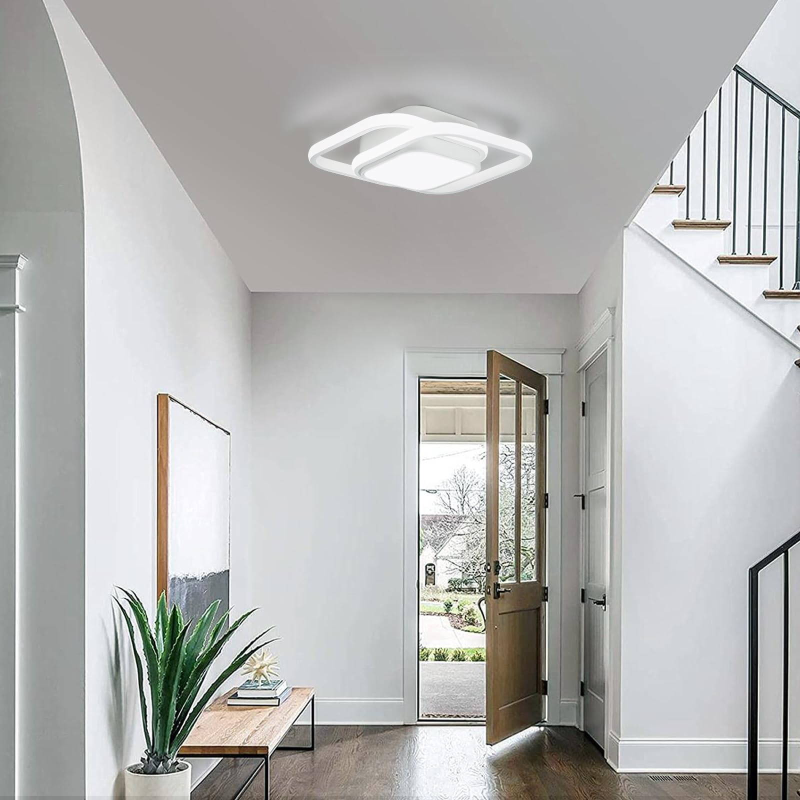 CANEOE Small LED Ceiling Light Fixture, Modern Square Design, Aluminum, Cool White, Model GDD-32FX-C-US