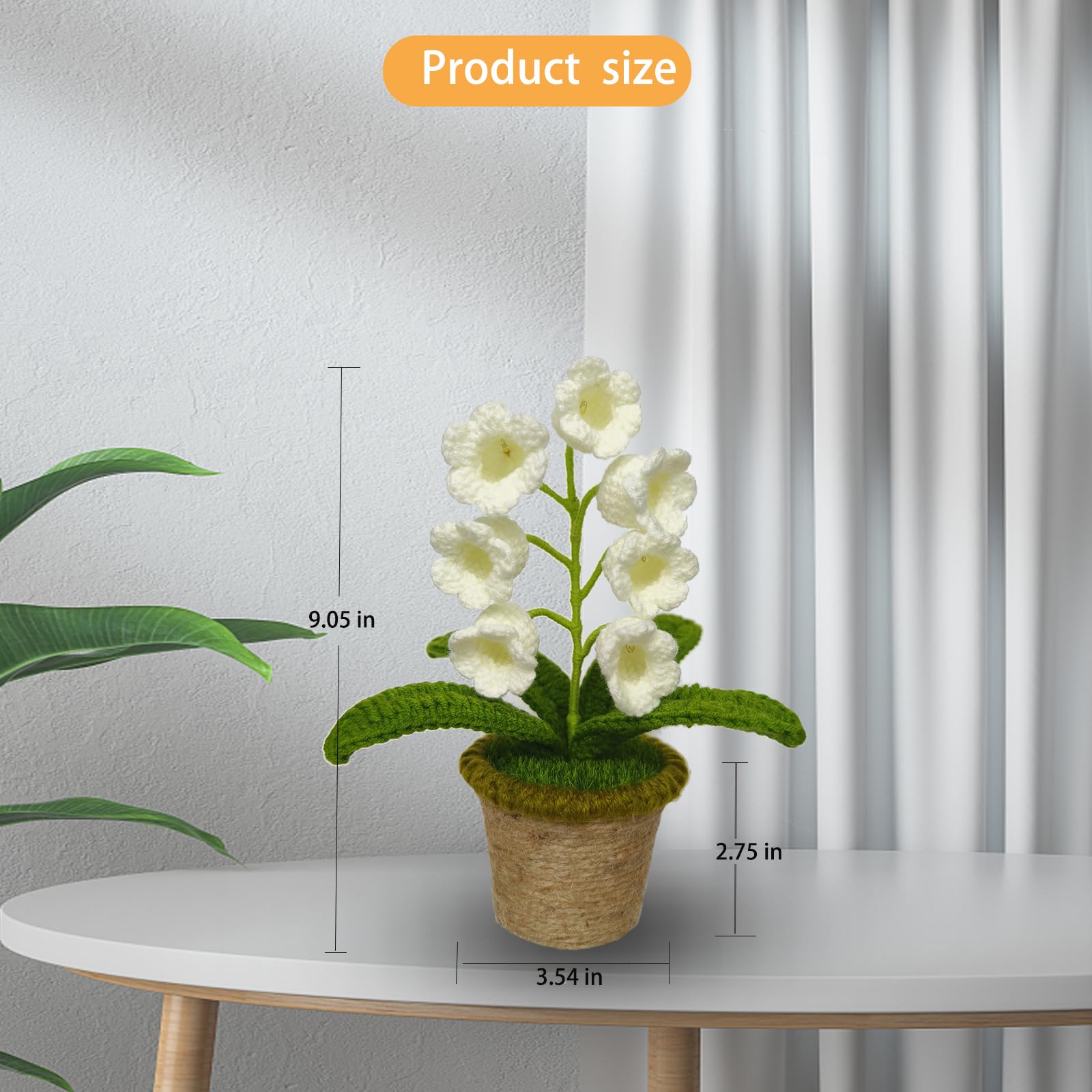 Forvermand Medium White Lily of The Valley Lamp - Crochet Artificial Flower with 7 Night Lights for Gifts, Home Decor, and Special Occasions