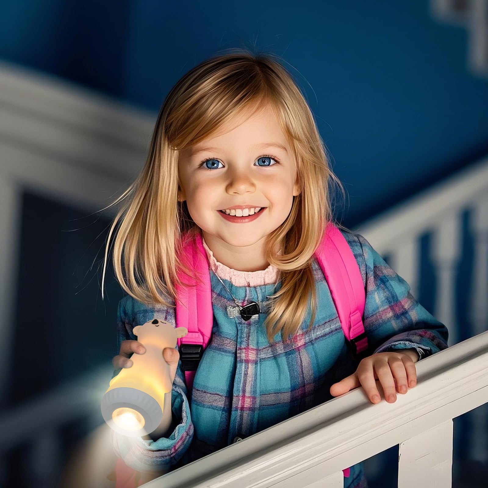 Kids Night Light with Flashlight Function Rechargeable LED Dimmable Night Light for Toddler Bed Room Glow in Dark Handheld Emerg