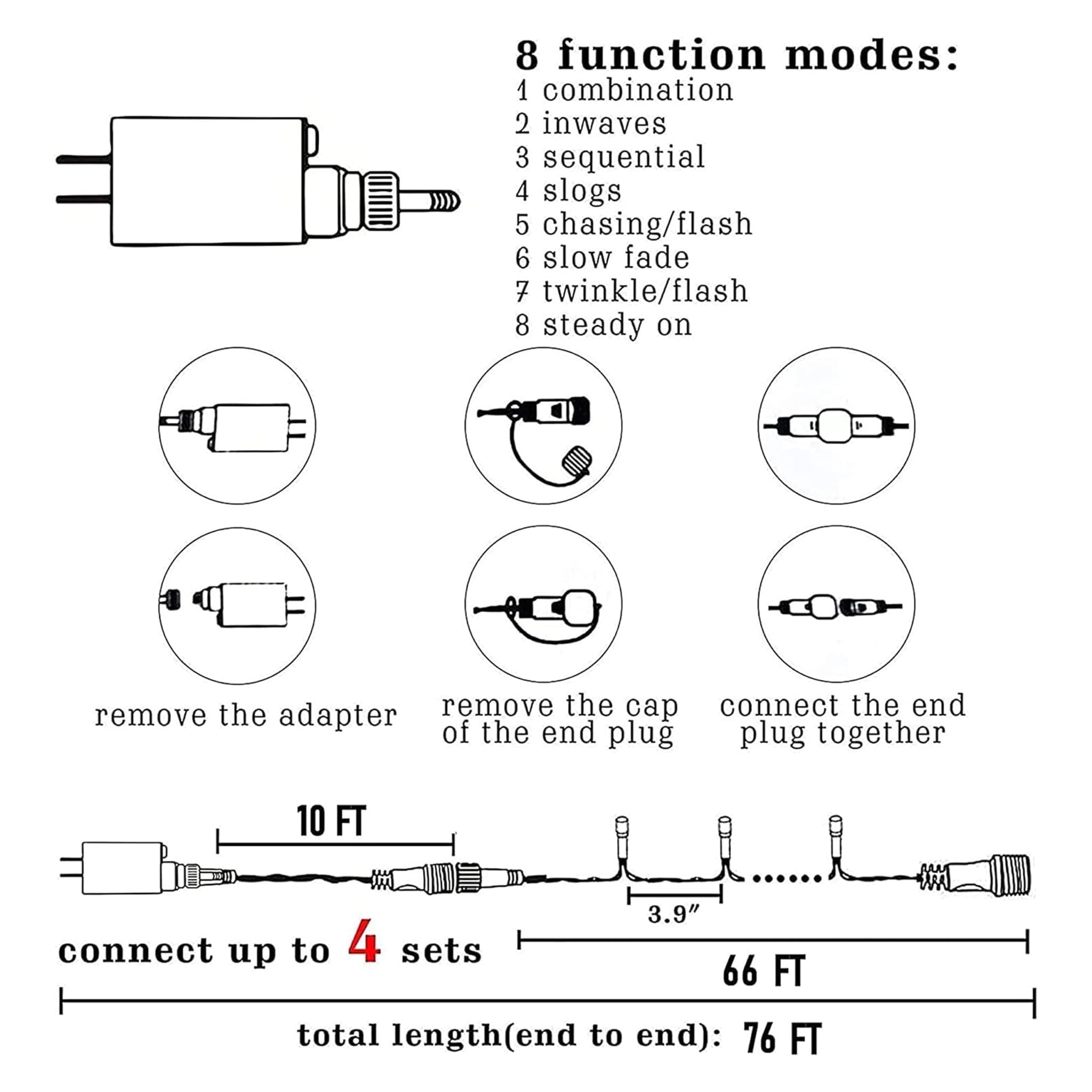 Tw Shine Christmas Lights, 200 Led 66Ft Outdoor Christmas Lights Plug In With 8 Modes, Waterproof Christmas Lights Outdoor, Indo