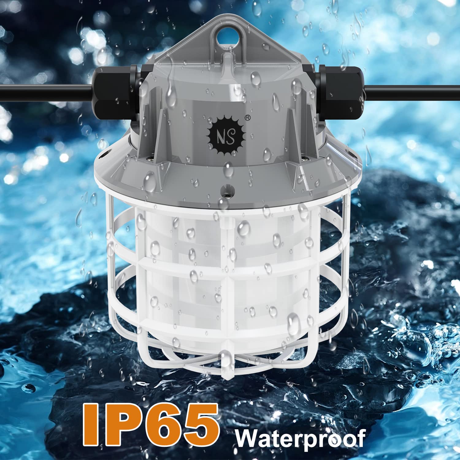 Ns 50Ft Construction String Lights 75W 7500Lm Led String Work Lights Industrial Grade Best For Construction Sites, Renovation, Mine Cave,Patio,Walkways And Other Outdoor Lighting