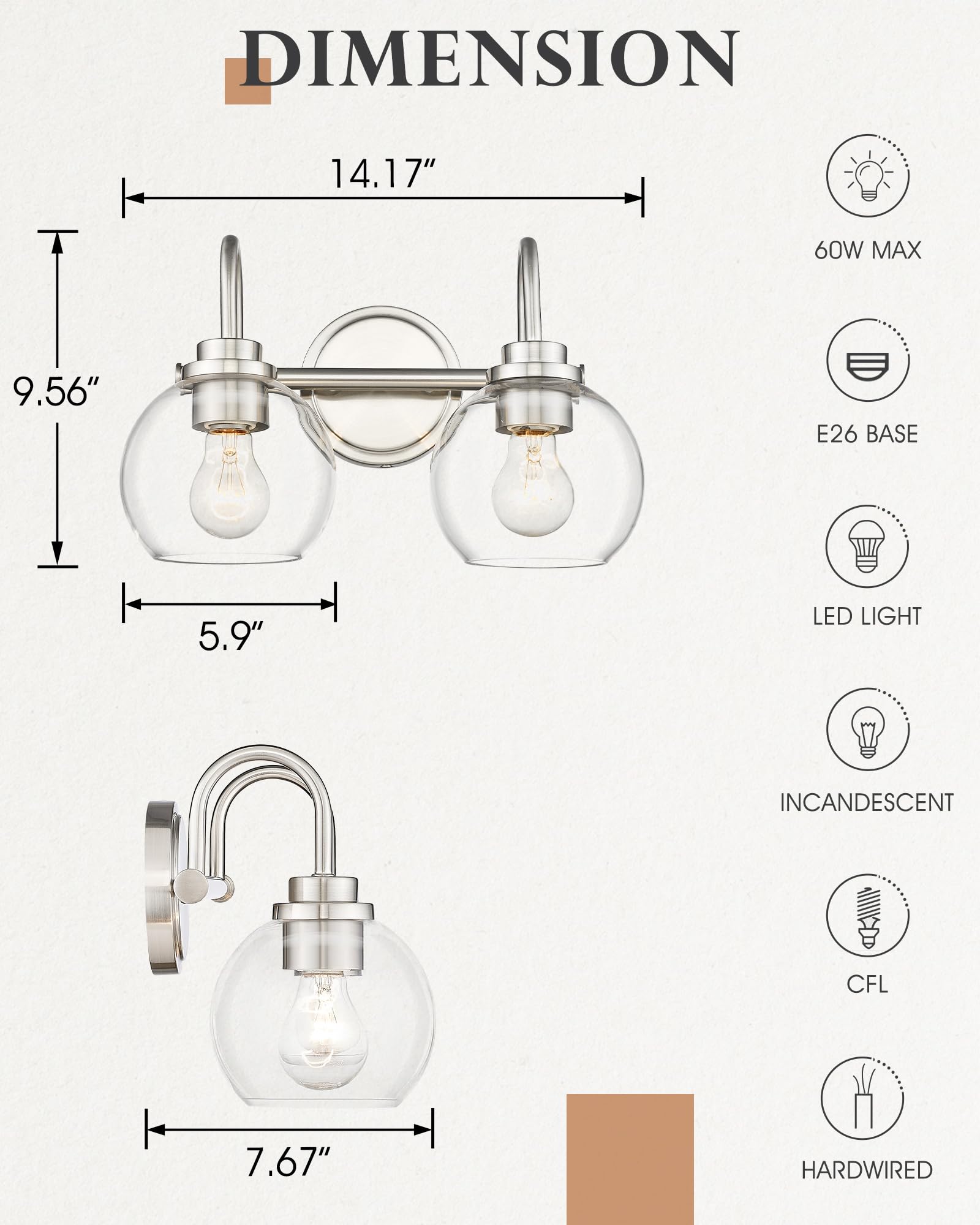 Audickic Bathroom Light Fixtures, 4-Light Vanity Lights, Metal, Brushed Gold, 30 Inch, Model AD-22280-4W-GD