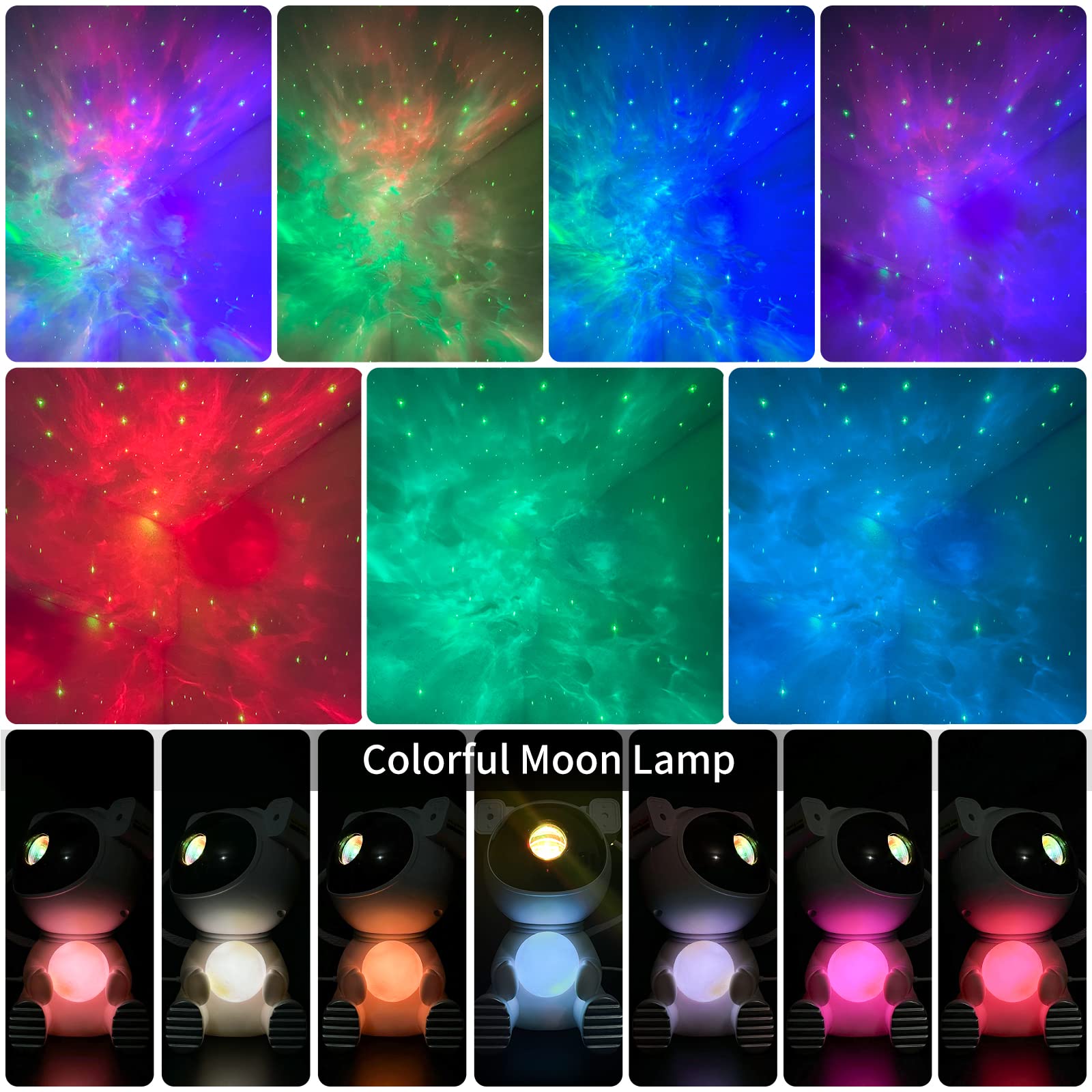 Cayclay Astronaut Galaxy Projector, White LED Nebula Lamp, Medium Size, Model HJ-XKD05, Night Light with Timer and Remote