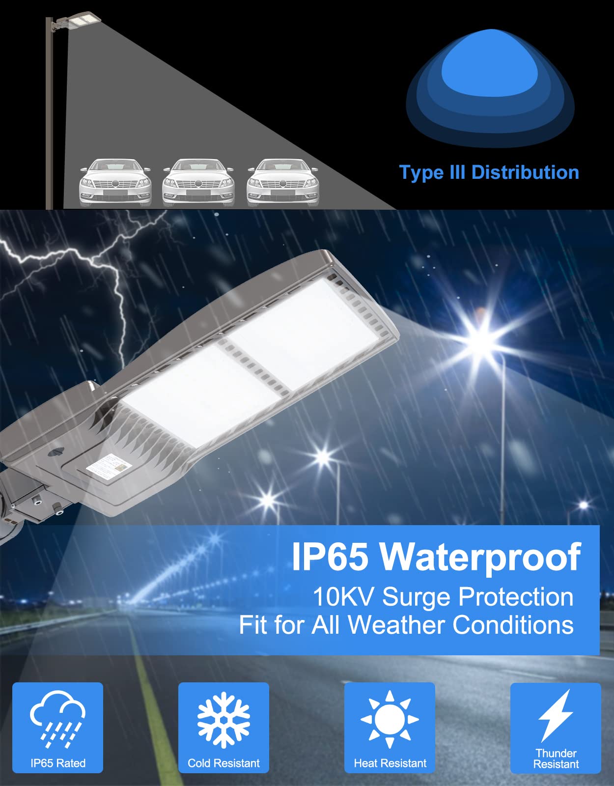 Kukuppo 320W Led Parking Lot Light 48000Lm Dusk To Dawn  Dlc Ul Listed Industrial Grade Led Shoebox Parking Pole Light 5000K Ip65 Outdoor Commercial Area Lighting Arm Mount 100-277Vac