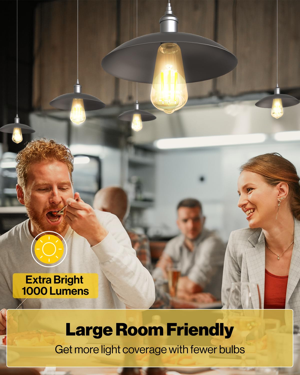 Sunco Vintage LED Edison Bulbs, 75W Equivalent, Dimmable, 12 Pack, 3000K Warm White, E26 Medium Base, Clear Glass