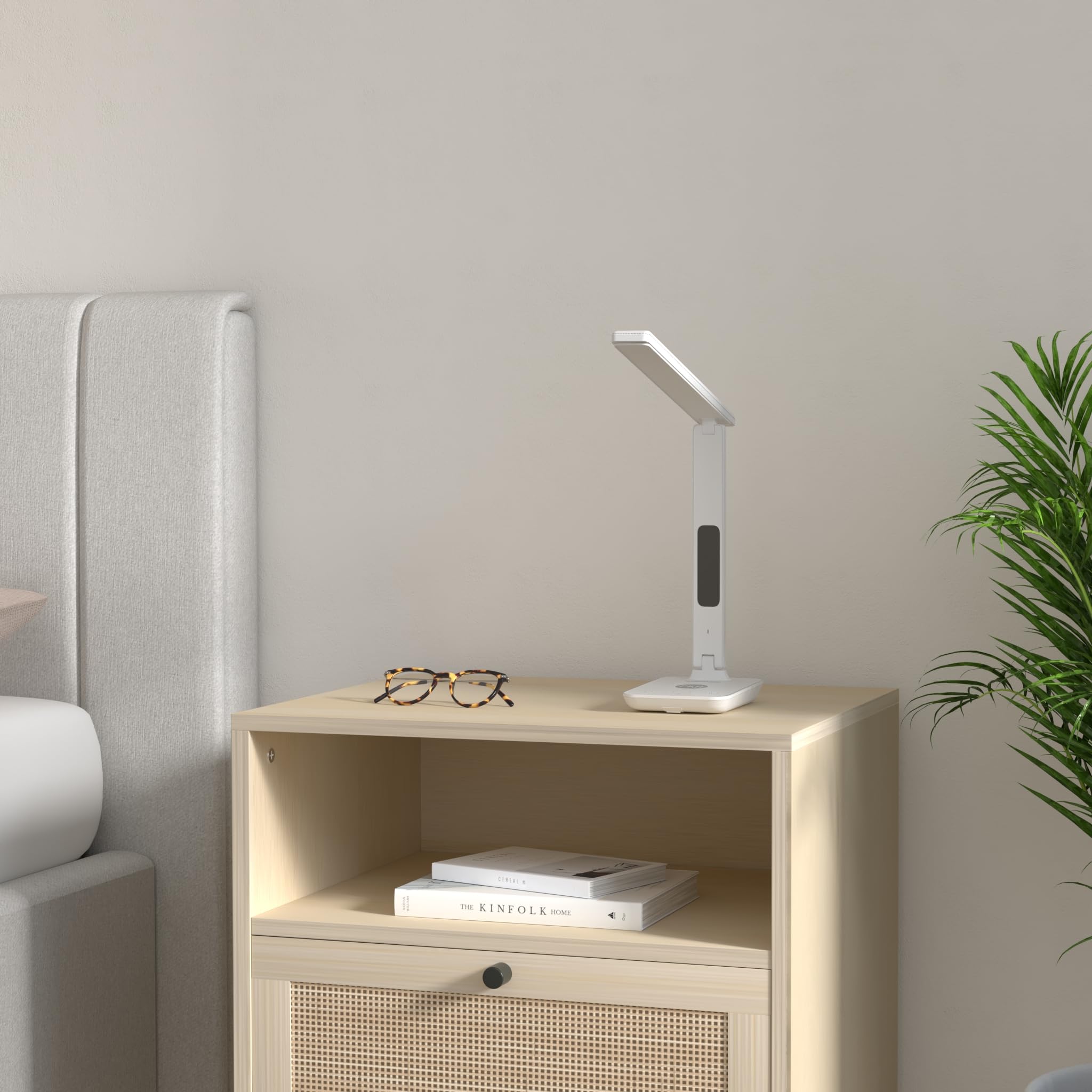 Poukaran Led Desk Lamp With Wireless Charger, Usb Charging Port, Office Table Lamp With Clock, Alarm, Date, Temperature For Home