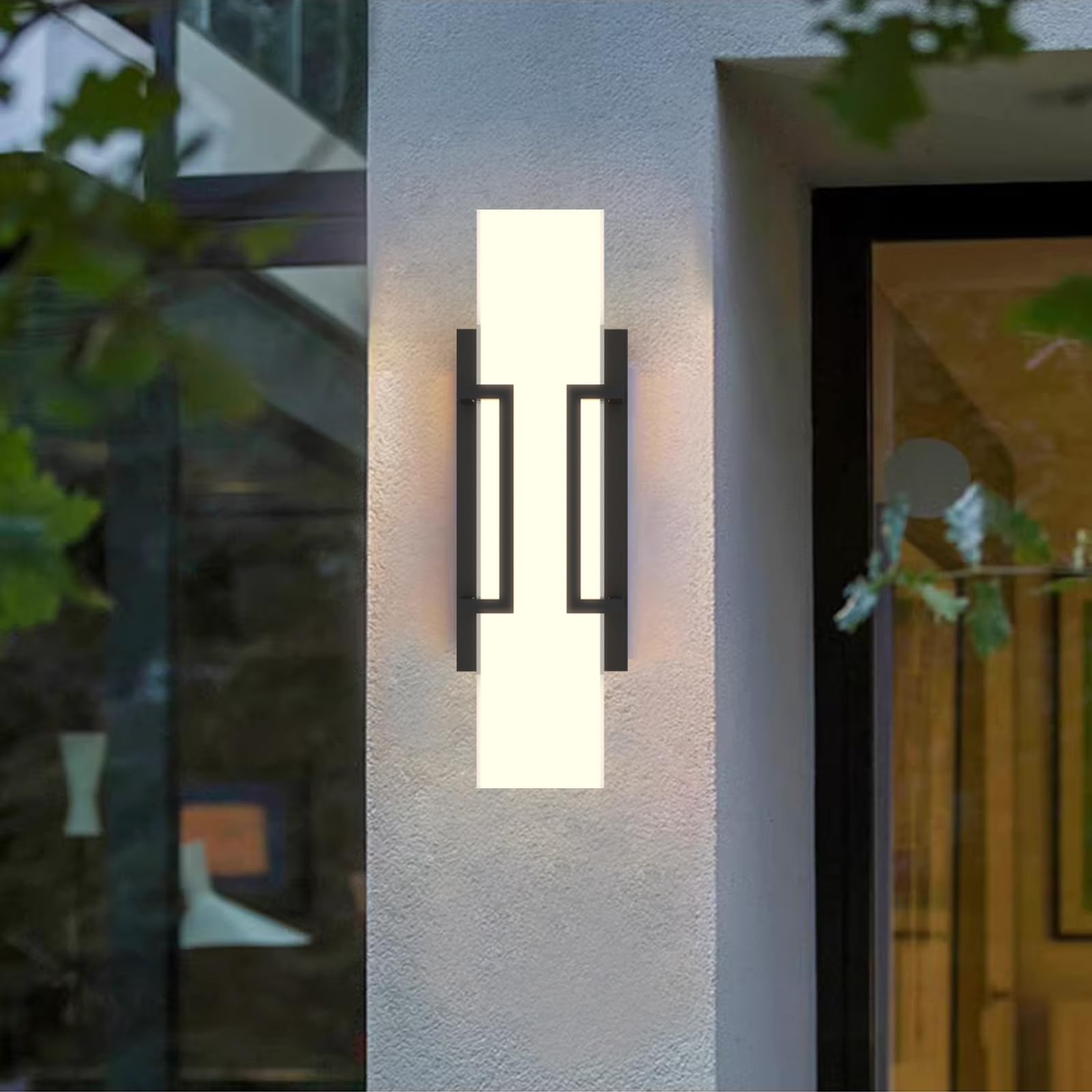 Hyunbae 16" LED Wall Sconce - Waterproof Outdoor Light Fixture, White, Model WS243192-1 for Porch, Garage, and Entryway