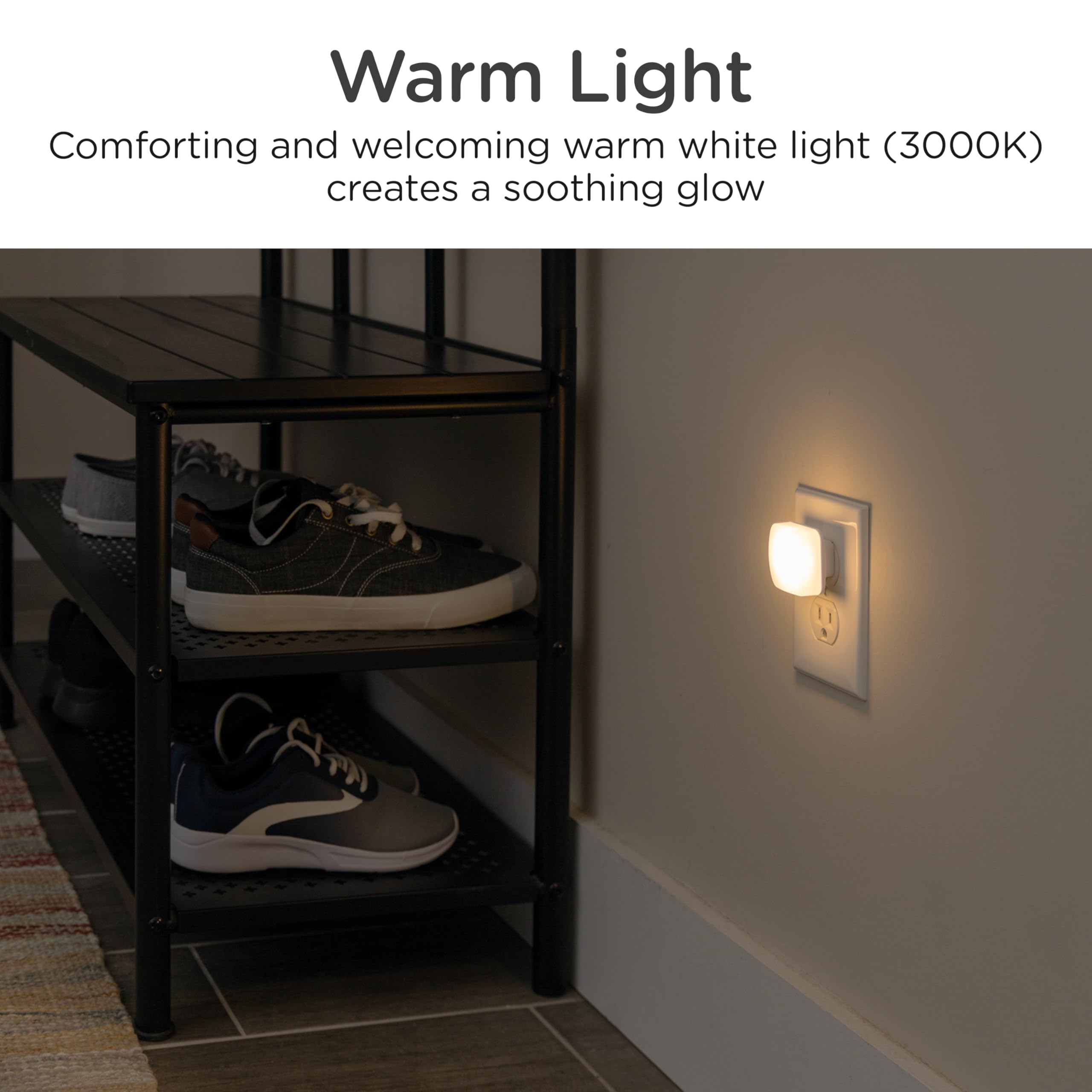 Lights By Night Mini Square Led Night Light  Plug-In  Dusk To Dawn Sensor  Compact  Ambient Lighting  For Kids Or mature-themeds  Bedroom  Bathroom  Nursery  Hallway  2 Pack  82487
