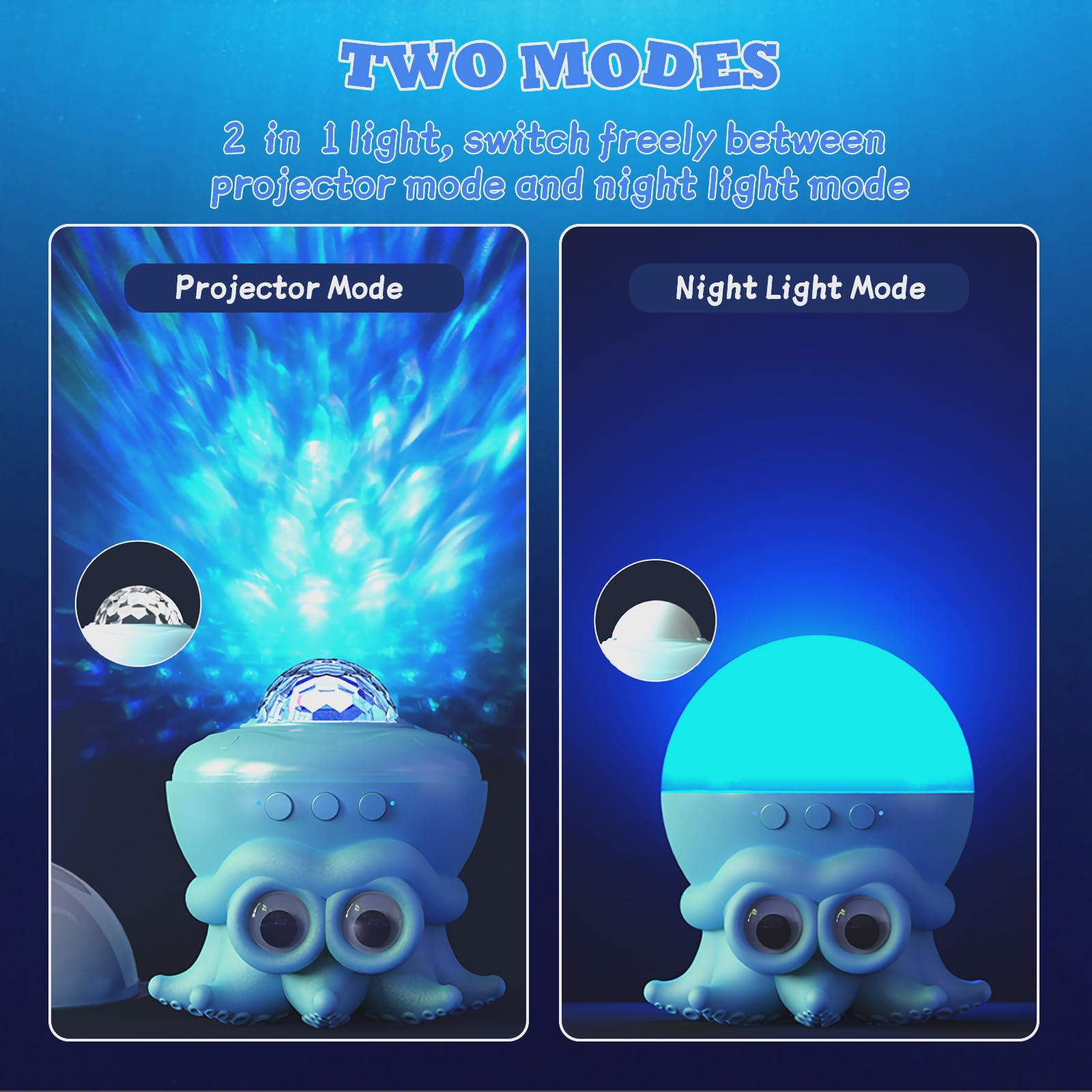 Goutool Ocean Wave Projector Light  Cute Octopus Night Light With Timer And Remote Control  Water Ripple Romantic Ambient Projector Lights  Room Decor Gifts For Christmas  Birthday (Octopus)