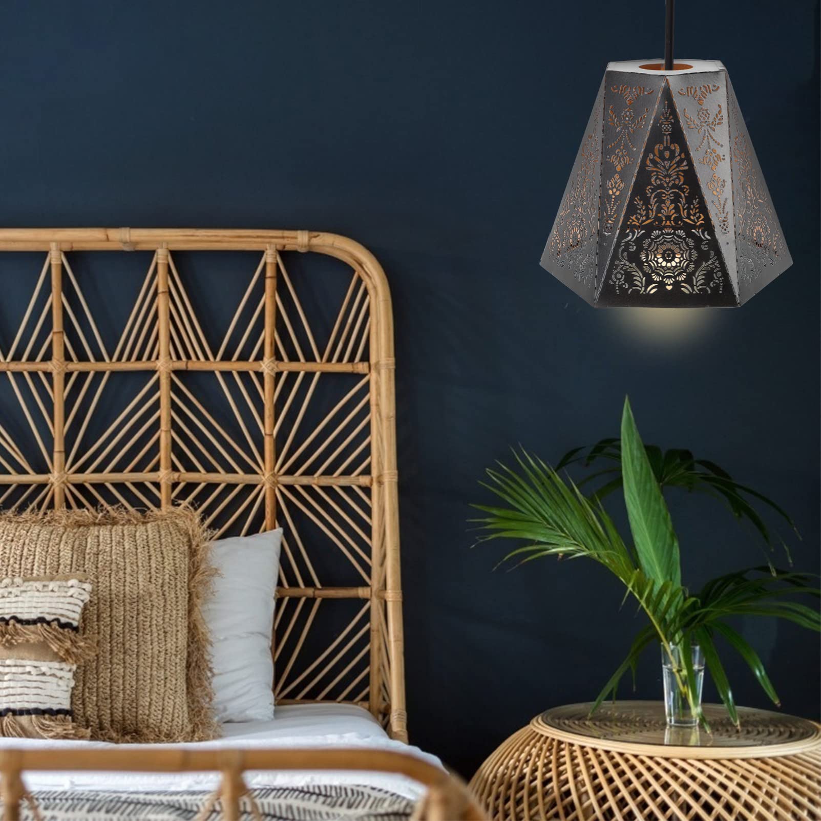 Uonlytech Vintage Decor E27 Metal Lamp Shade, Flower Hollow Out Chandelier Lampshade Table Lamp Cover Light Accessories For Pend