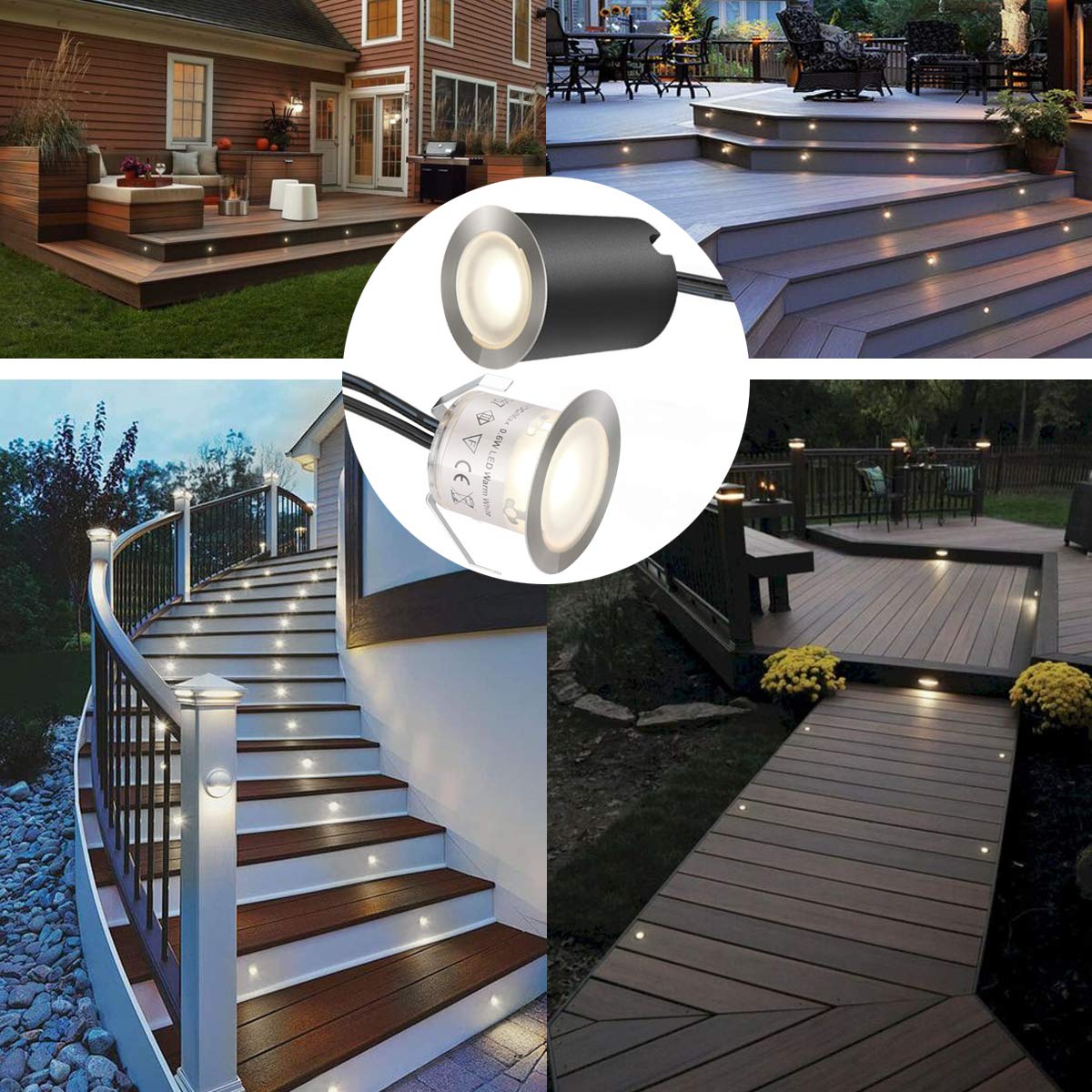 SMY Lighting Recessed LED Deck Light Kit, 16 Pack, IP67 Waterproof, 12V Low Voltage, Natural White 4500k, Model BL-DKN-16