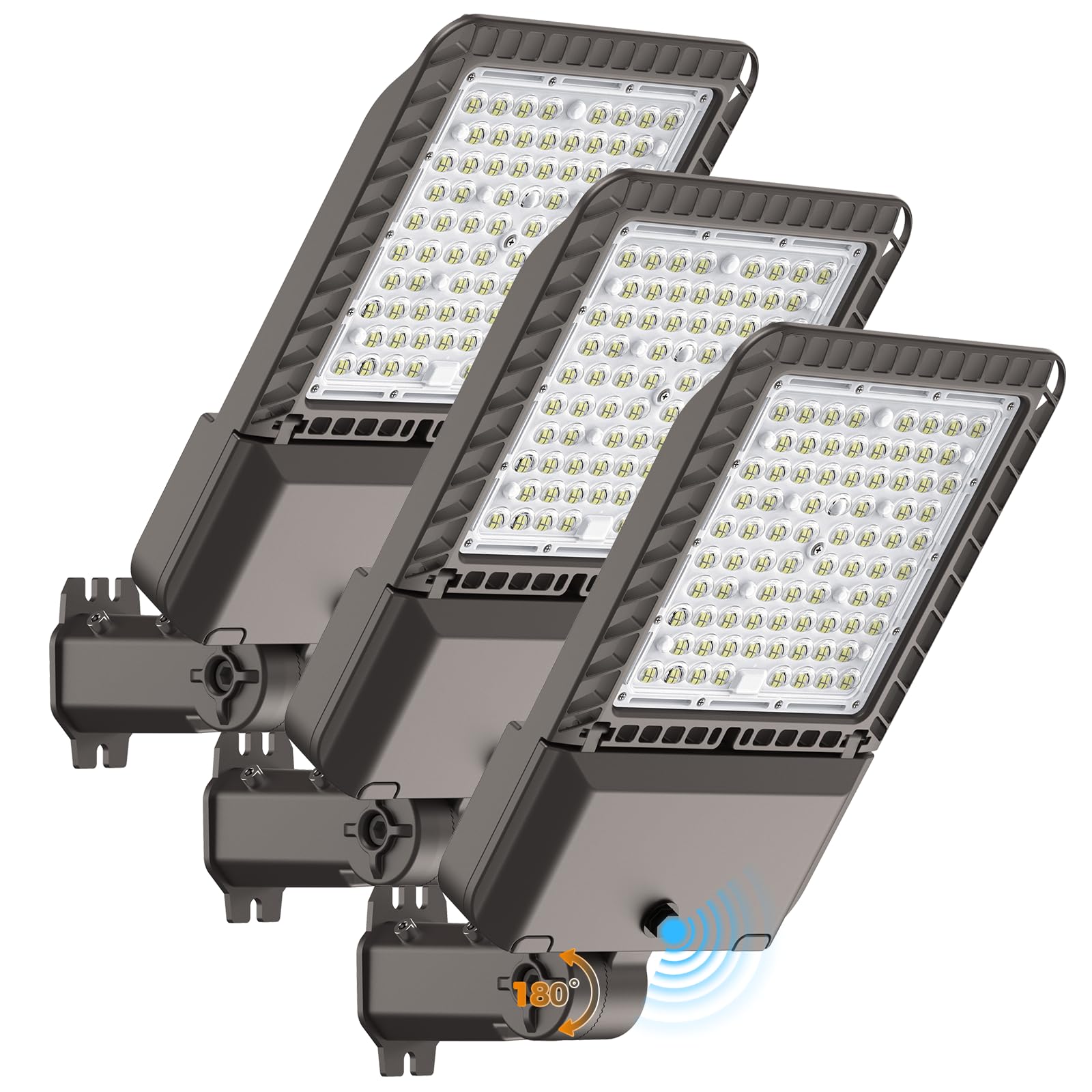 240W Led Parking Lot Light 60000Lm 6000K Street Light Dusk To Dawn Photocell Ip65 Waterproof Commercial Outdoor Lighting 11 Years Lifespan For Parking Street Roadway Yard Warehouse Garage 3 Pack