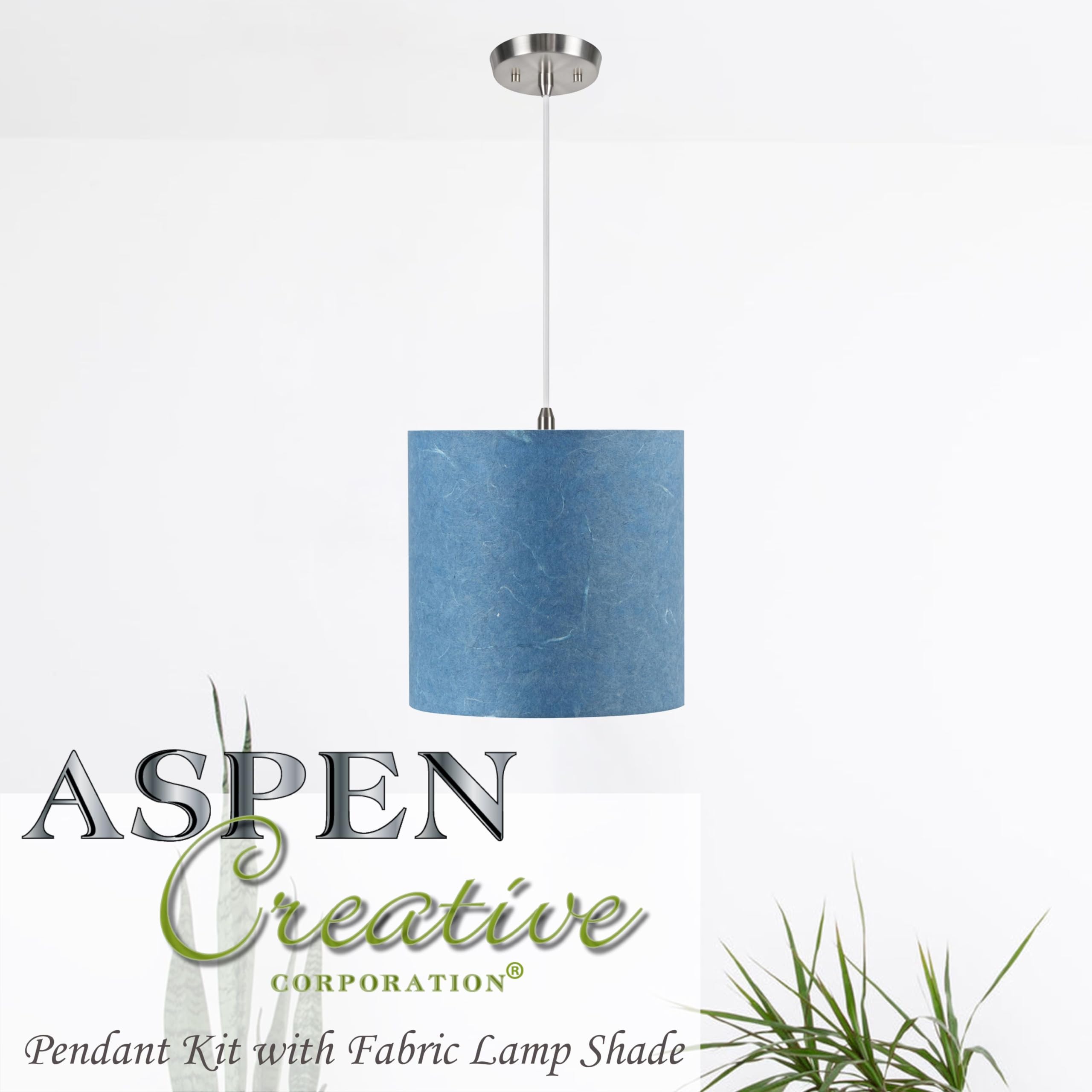 Aspen Creative One-Light Pendant, Grey & Black, Nickel, Model 71017, Drum Shade, 8 x 8 x 8