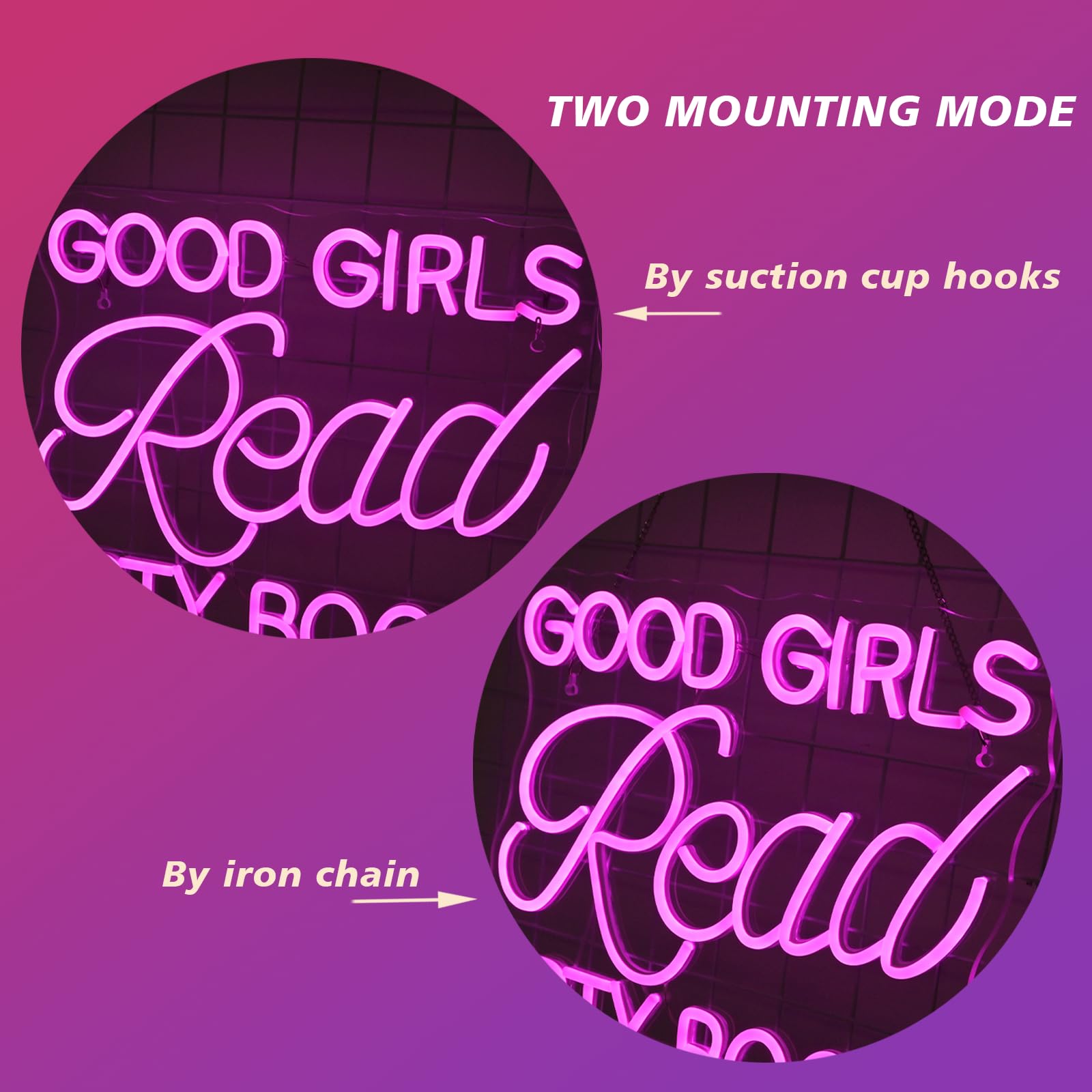 Jurong Led Neon Sign For Wall Decor  Good Girls Read Dirty Books Neon Light  Usb Powered Dimmable  5V/2A  16.5X12.5 For Home Book Party  Gift  Bedroom  Book Lover  Home Library
