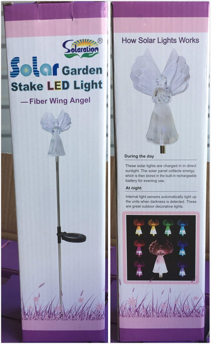 Solaration Solar Frosty Praying Angel Garden Light, 34in H, White, Fiber Optic Wings, Model AL307P