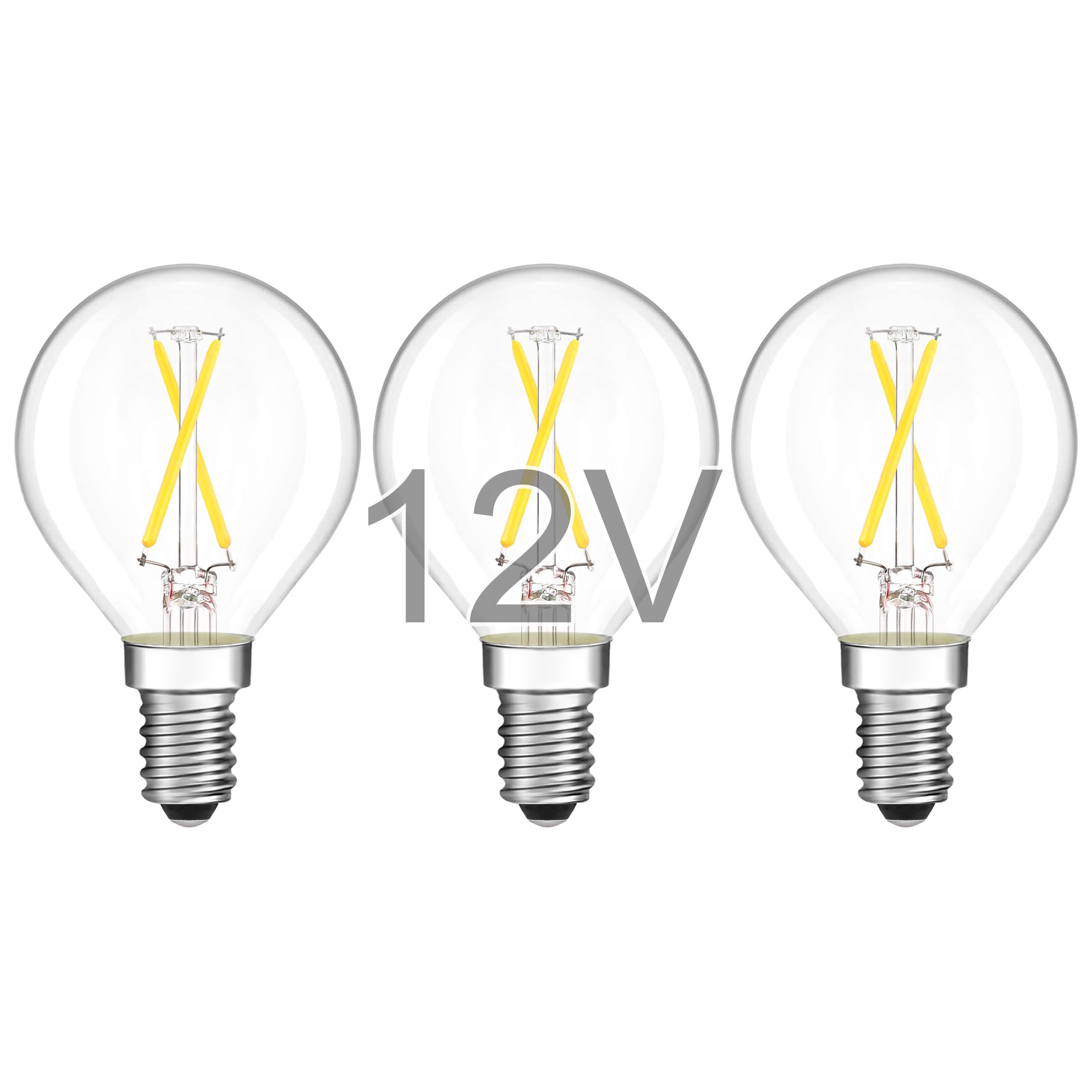 Tokcon 12V Led Light Bulbs - Daylight 5000K 2W(Only For 12 Volt Dc/Ac) - E12 Candelabra Base - 25W Equivalent Dimmable Low Volta
