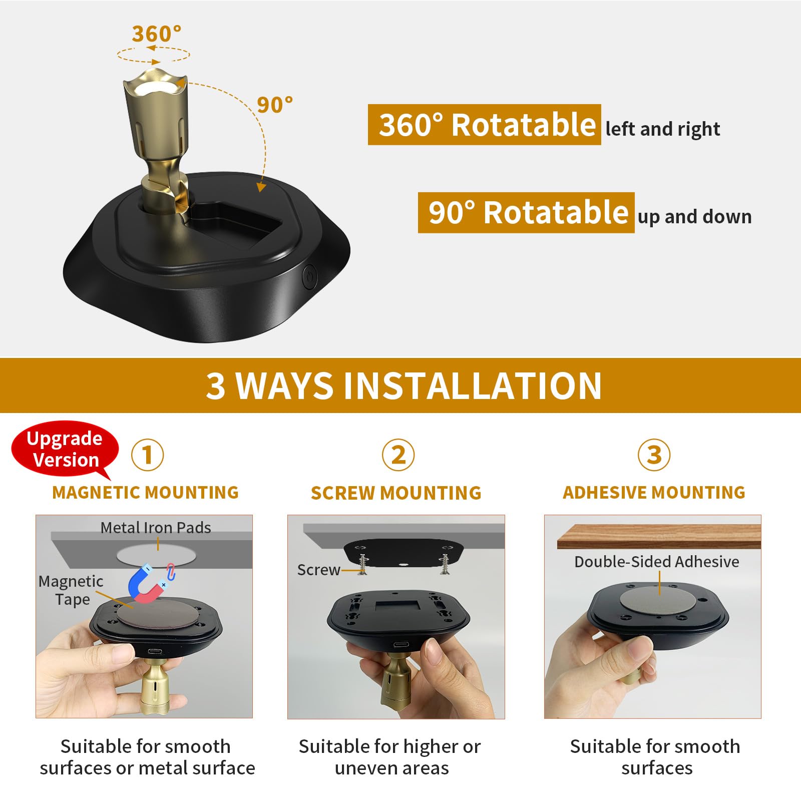 Leastyle Led Wireless Spotlights With Remote Magnetic Rechargeable Spot Lights Indoor With 3000K/4000K/6000K Timer Dimmable Batt