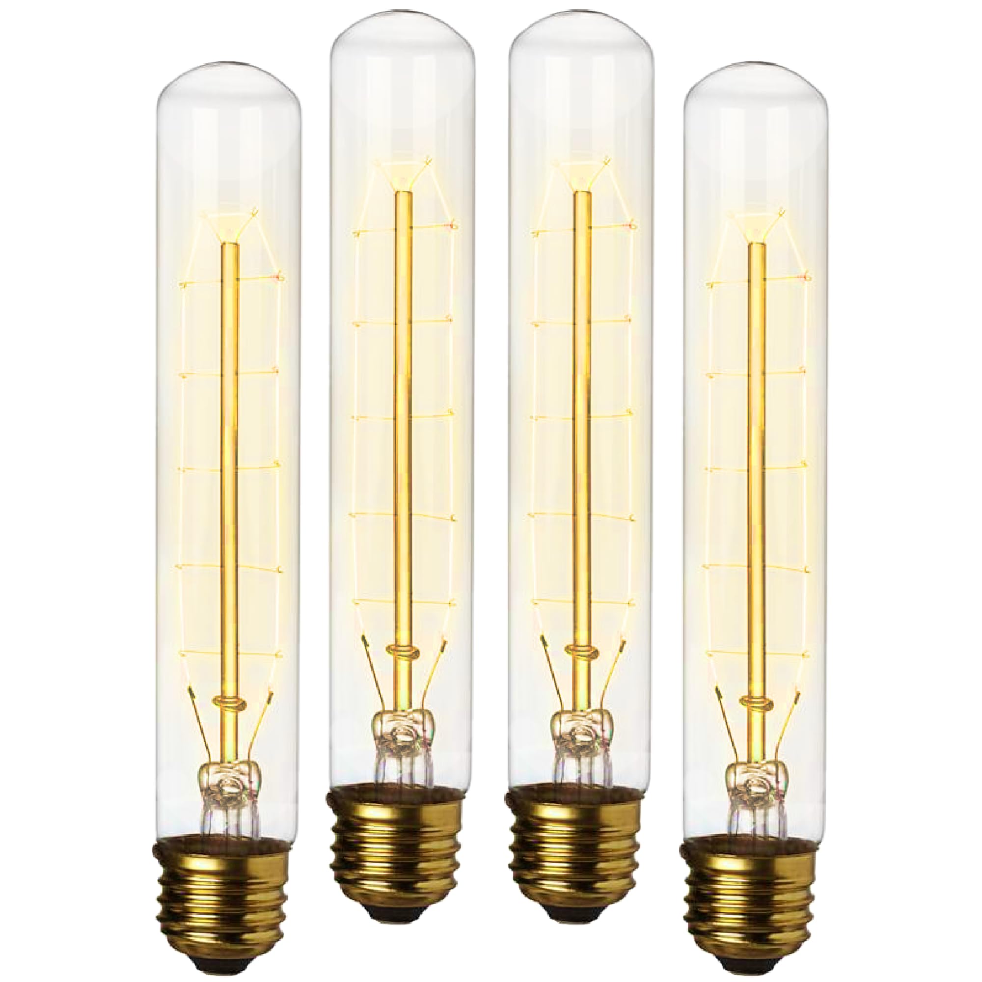 Weyolin 4 Pack T10 7.3 Inch Long Tubular Light Bulbs, 40W Bulb, Clear Incandescent, E26 Medium Base, Warm White, Dimmable Vintag
