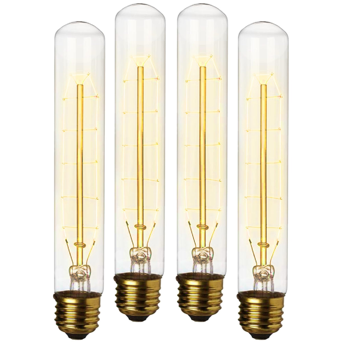 Weyolin 6 Pack T10 Tubular Light Bulbs, 40W Bulb, Clear Incandescent, E26 Medium Base, Warm White, Dimmable Vintage Tubular Styl