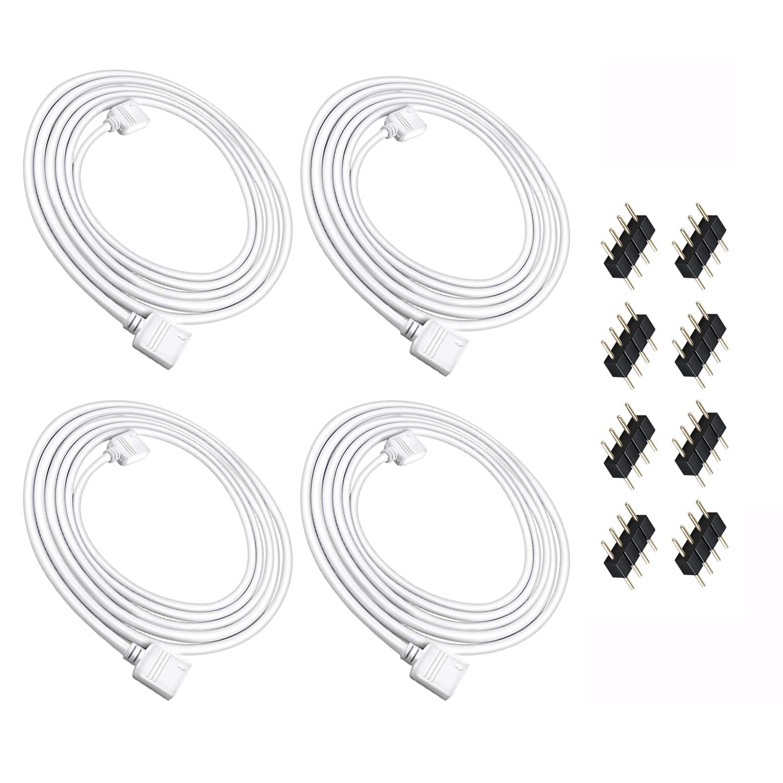 Nelyeqwo 4 Pack RGB Extension Cable, 6.5ft PVC 4 Pin ATX Connector, 72W 24V DC, Black