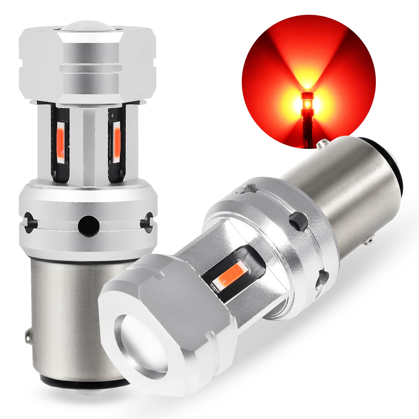 PHINLION 1157 LED Red Light Bulbs, Super Bright Tail Brake Turn Signal, Pack of 2, Model Phinlion-1157-1860-4SMD-R