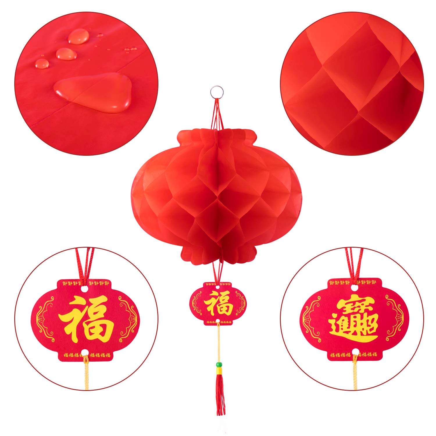 Favide 10 Inch Red Paper Lanterns, 20 Pieces, Plastic Paper, Festival Decorations for New Year, Spring Festival, Wedding