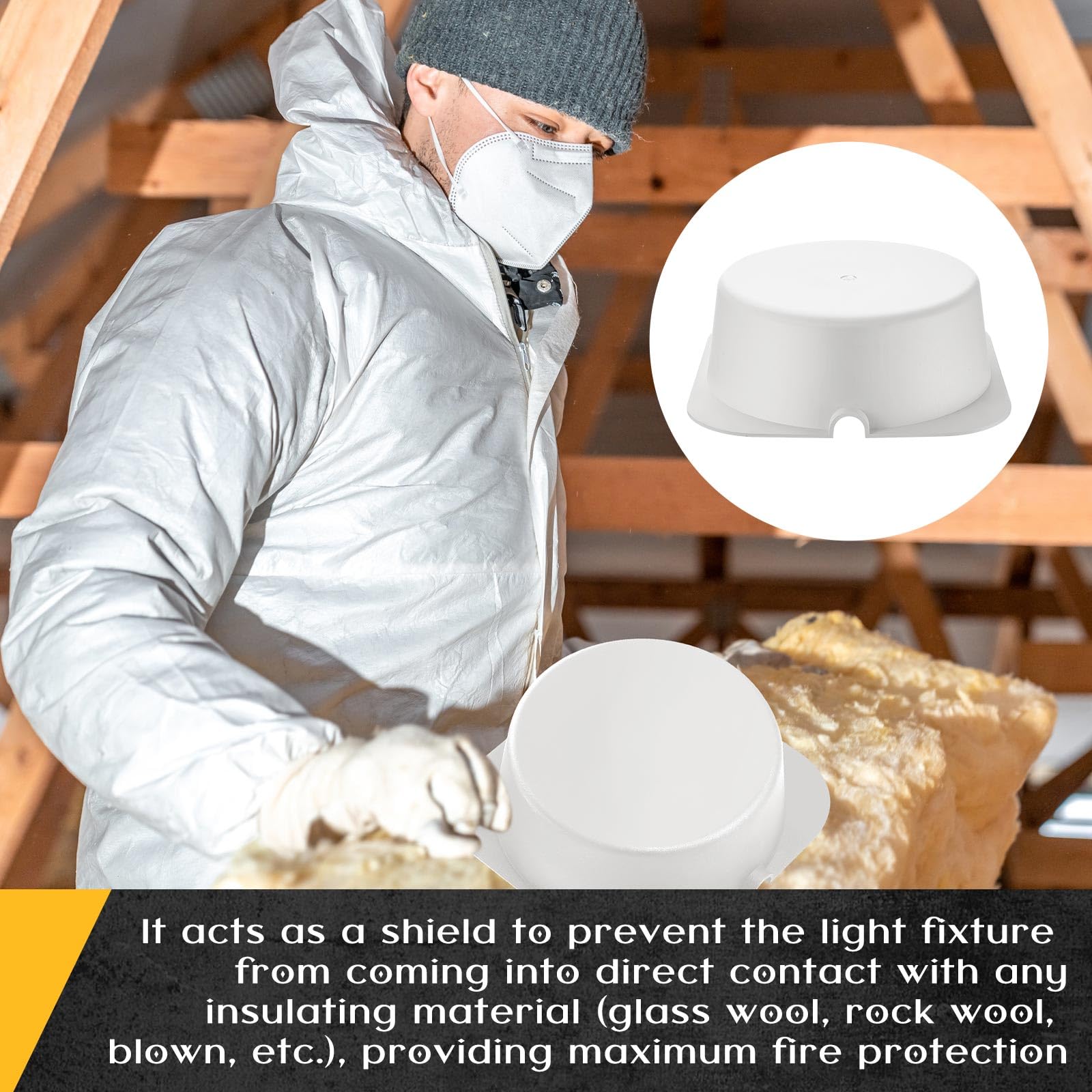 Tuanse 5 Pcs Recessed Light Cover For 6 Inch Lighting Fixtures 8.6 X 8.6 X 2.9 Inch Fire-Resistant And Energy-Saving Light Insulation Protect Cover For Attic (Beige)