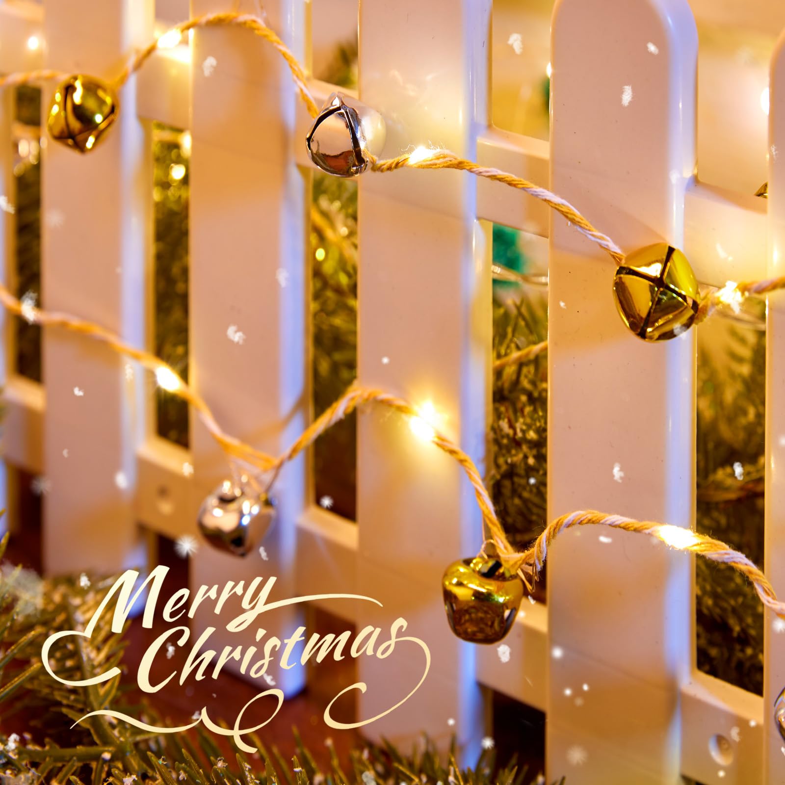 20 Led Christmas String Lights, 7.2 Ft Battery Powered Jingle Bell Lights For Christmas Winter Festival Indoor, Xmas Tree, Fireplace, Gift Decor, Gold/Silver Bells