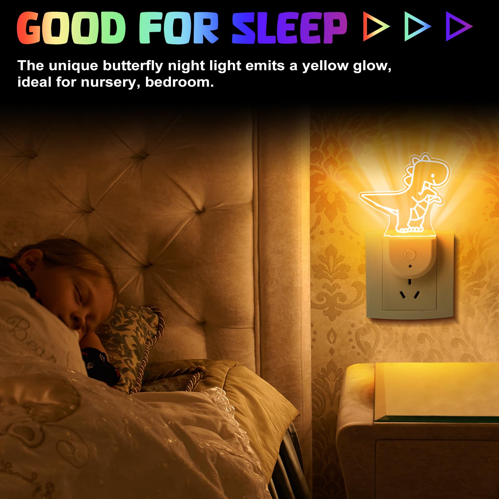 Rossesay 2 Pcs Night Light for Kids Night Light Plug into Wall Fairy LED Night Light Dusk to Dawn 6 RGB Cloros Change Nightlight