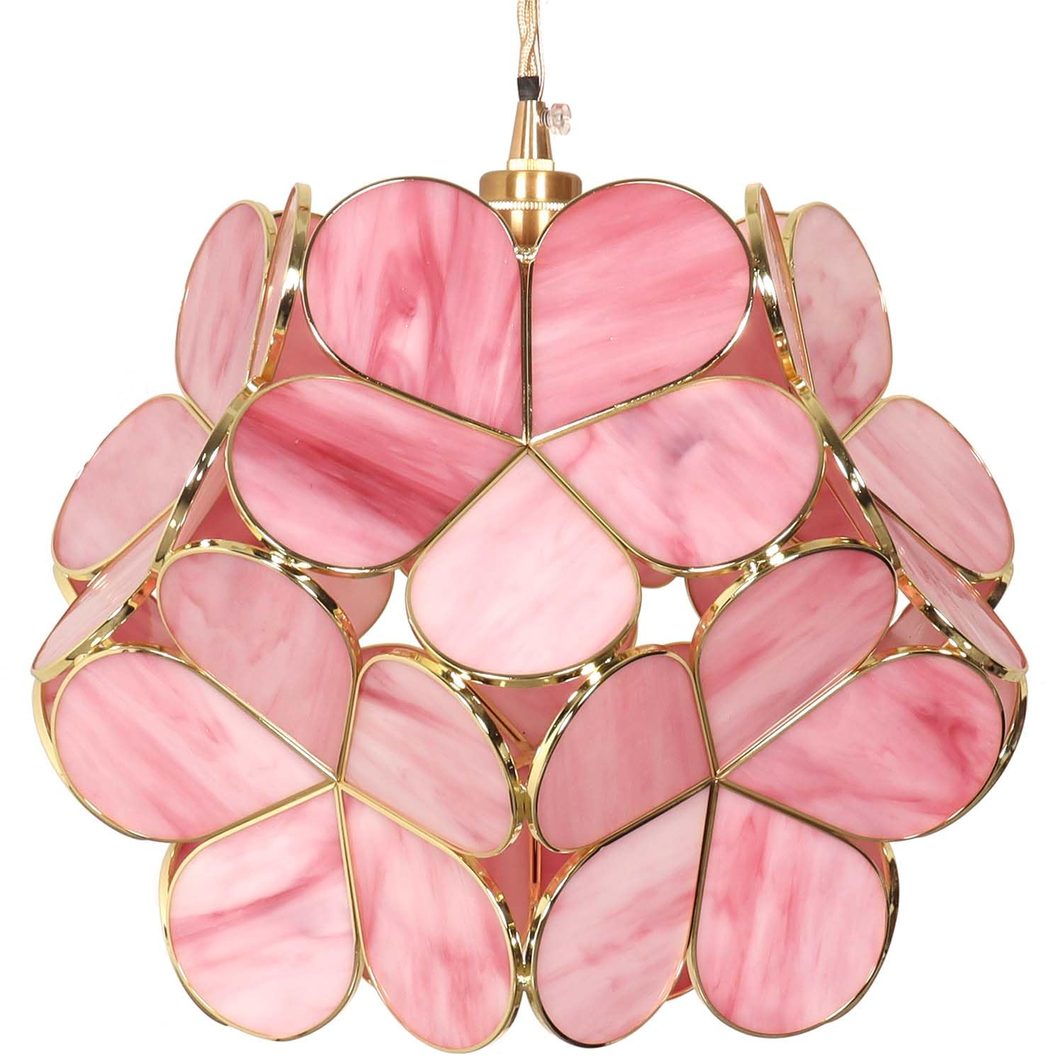Bieye L10965 Petals Tiffany Style Stained Glass Ceiling Pendant Light with 12-inch Wide Lampshade (Pink, 12 Cherry Blossom)