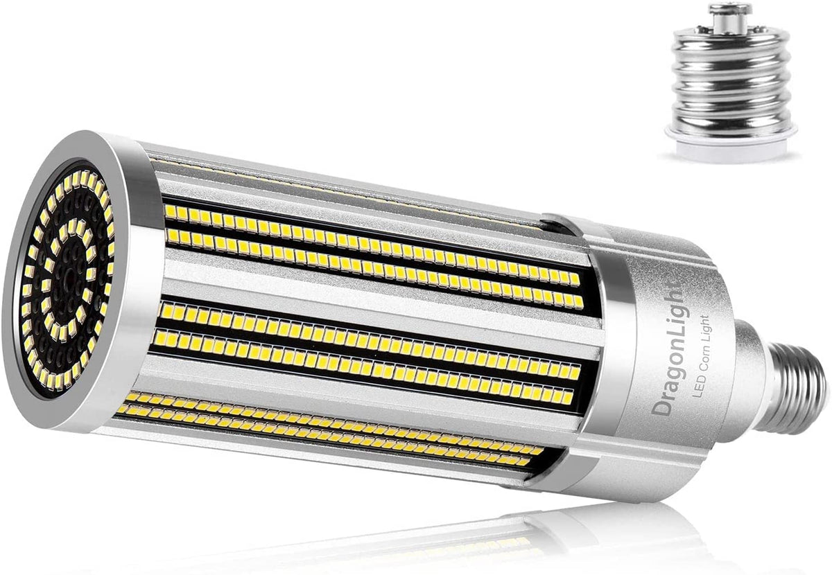 Dragonlight 120W Commercial Grade Corn Led Light Bulb Fanless(400 Watt Mh/Hps Replacement) E26/E39 Large Mogul Base Led Lamp 500