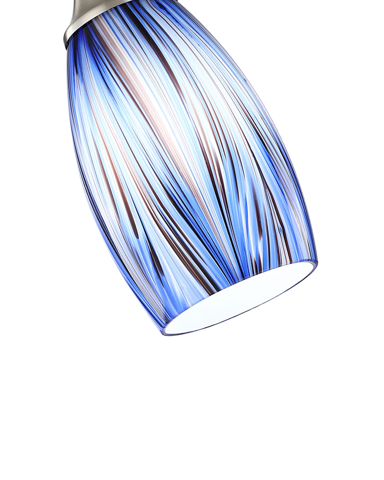 Karyfine Mini Art Glass Dark Blue Pendant Lights Kitchen Island Hand Blown Mini Glass Pendant Lights With Brush Nickel Finish Ad