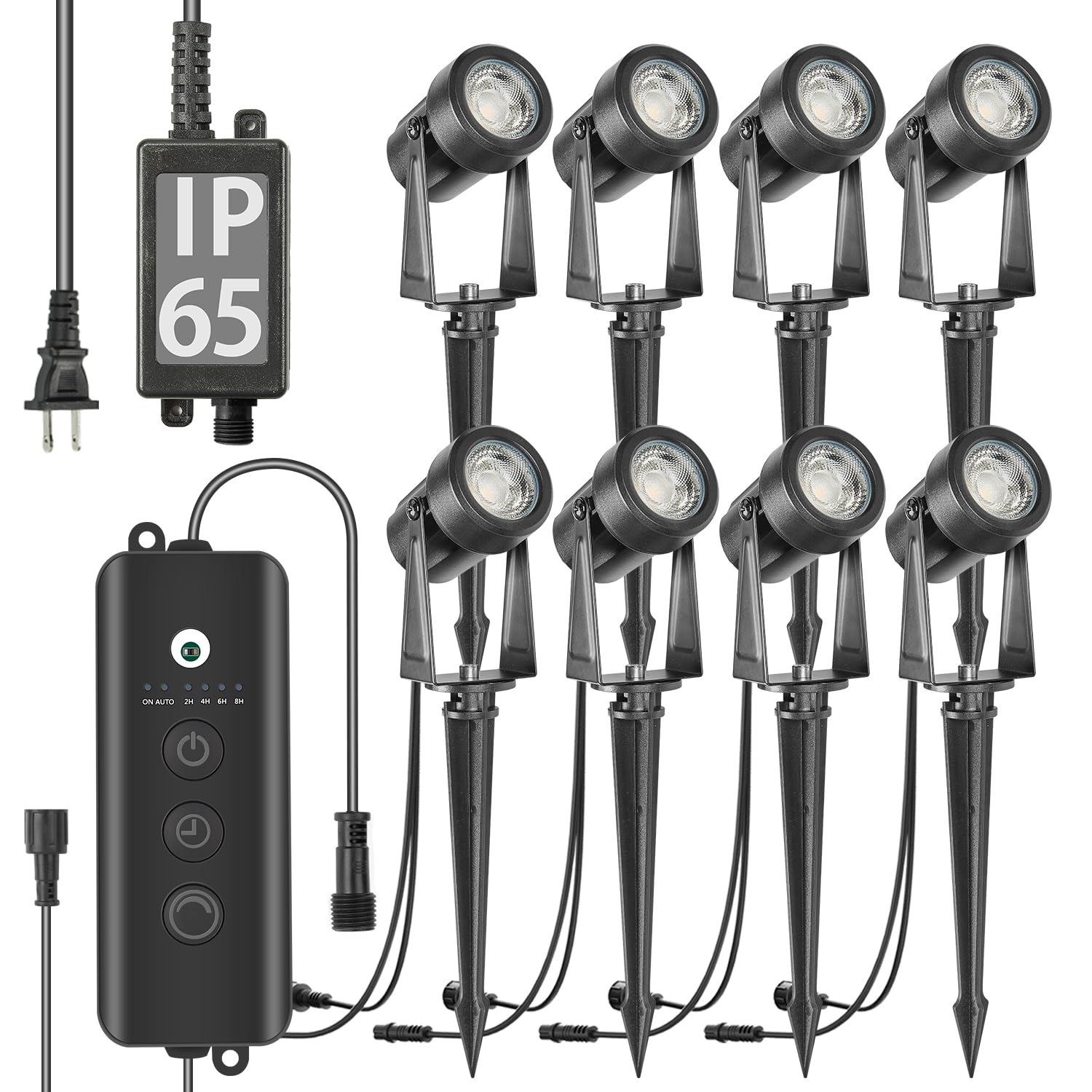 SUNTHIN Outdoor Landscape Lighting with Dusk to Dawn Sensor Controller, 8 Pack