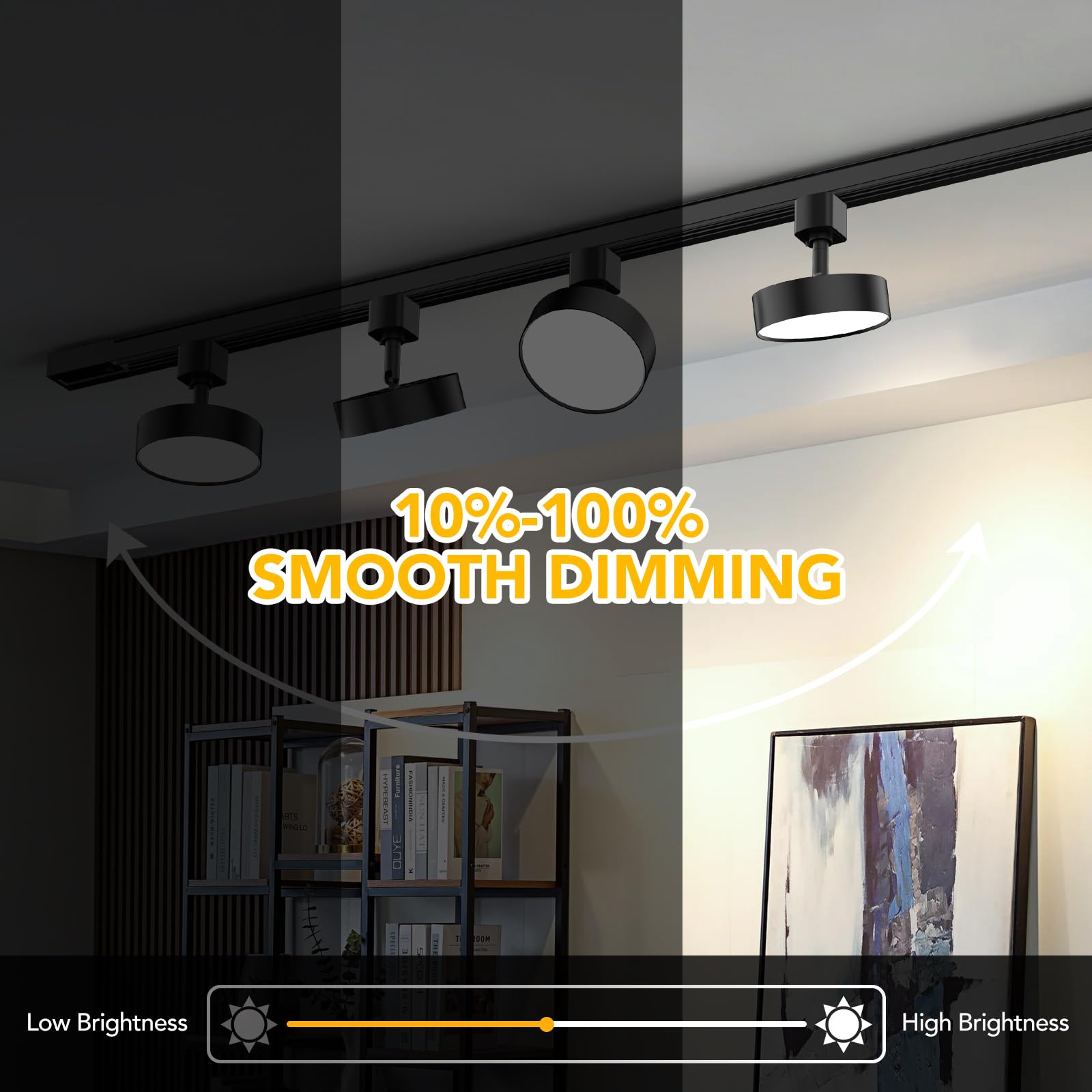 TuyuBEE Dimmable LED Track Lighting Heads, 12W 1000lm, CRI90+ 3000K, H Type, Black, 4 Pack, Aluminum