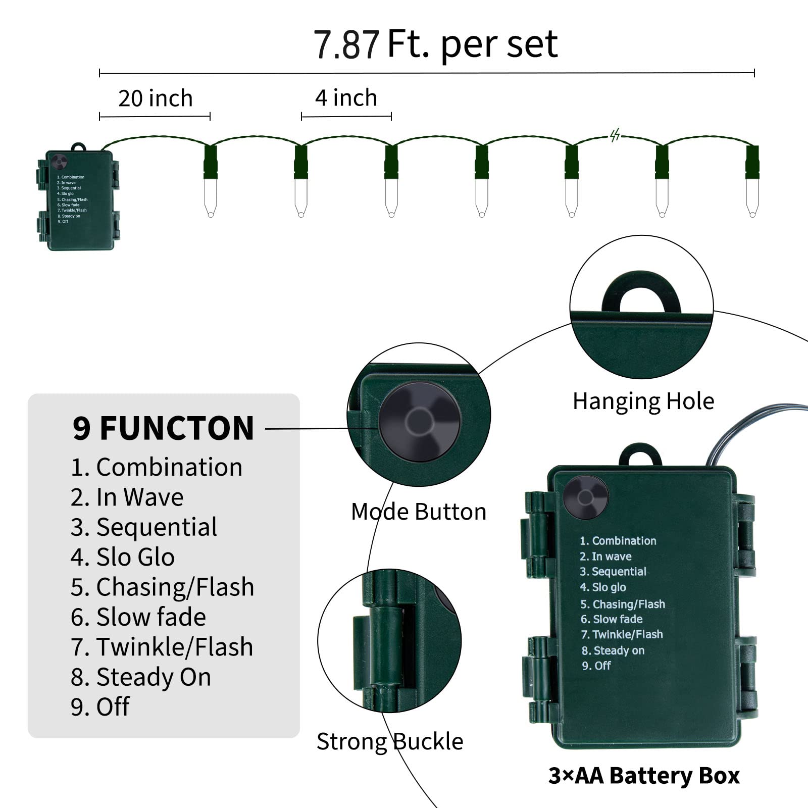 Brightown LED String Lights - 20 LEDs, 4 Pack, Warm White, Battery Powered, Indoor/Outdoor Holiday Decorations