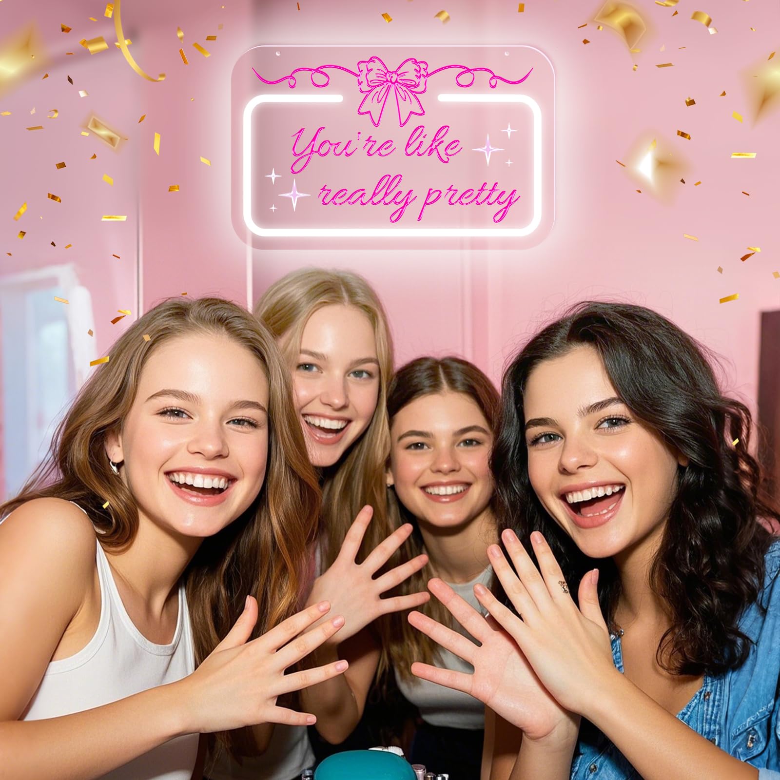 Innovtools YouRe Like Really Pretty Neon Signs For Wall Decor Positive Pink Bow Neon Sign Party Decor Dimmable Ribbon Bow Led For Teen Girl Bedroom Decor Room Salon Vanity Are Wedding Inspiring Gifts